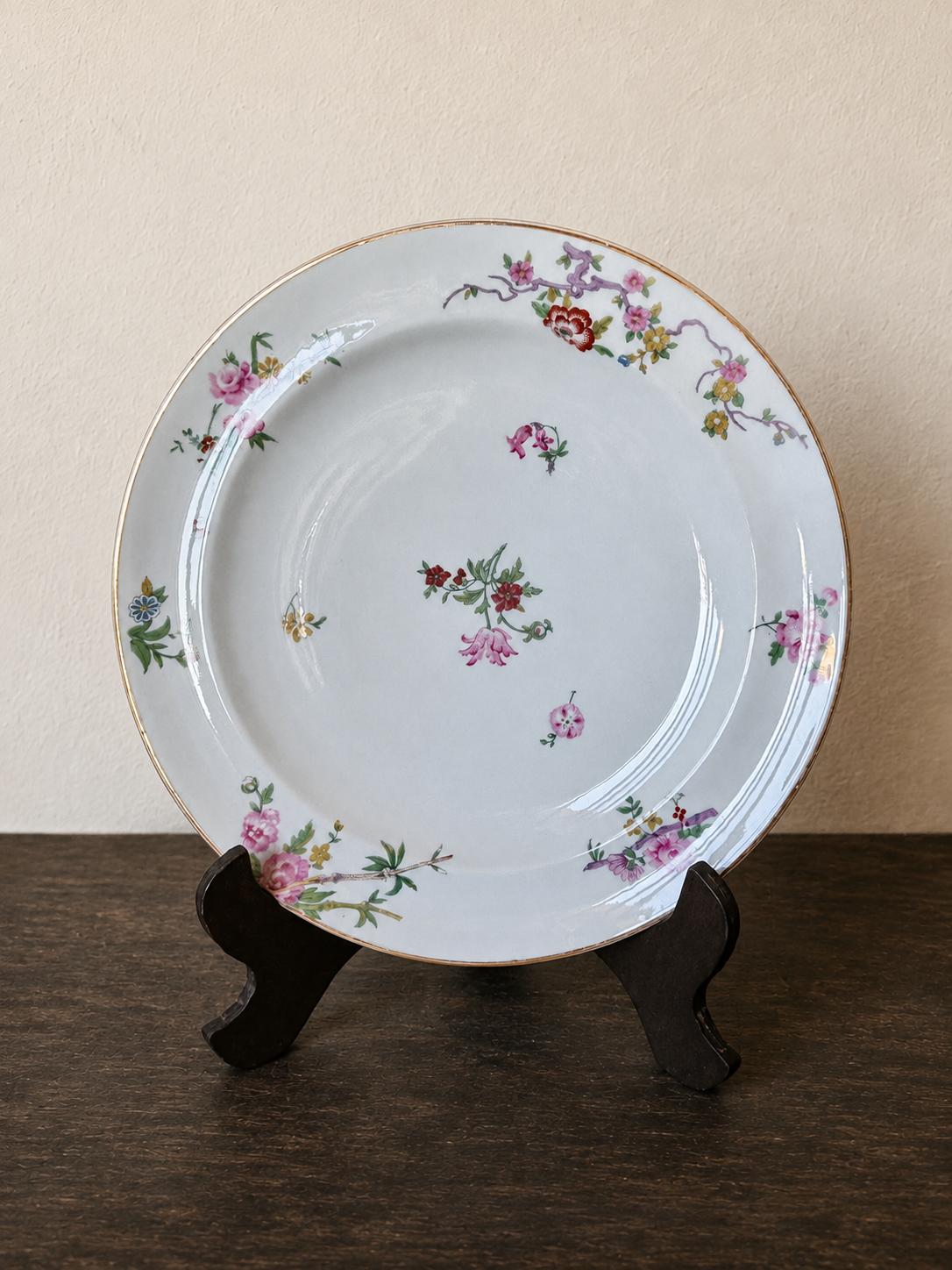 Prato antigo A. Lanternier &amp; Cie. com motivos florais — Limoges (DMCPS_578)