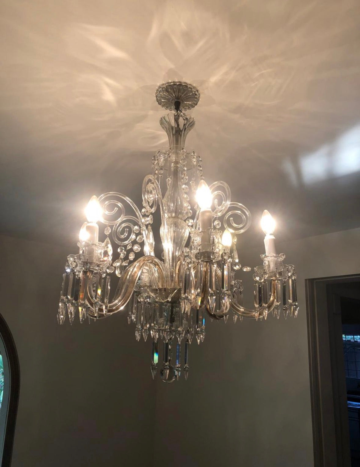 Lustre de cristal Tcheco com 6 lâmpadas - de 1953