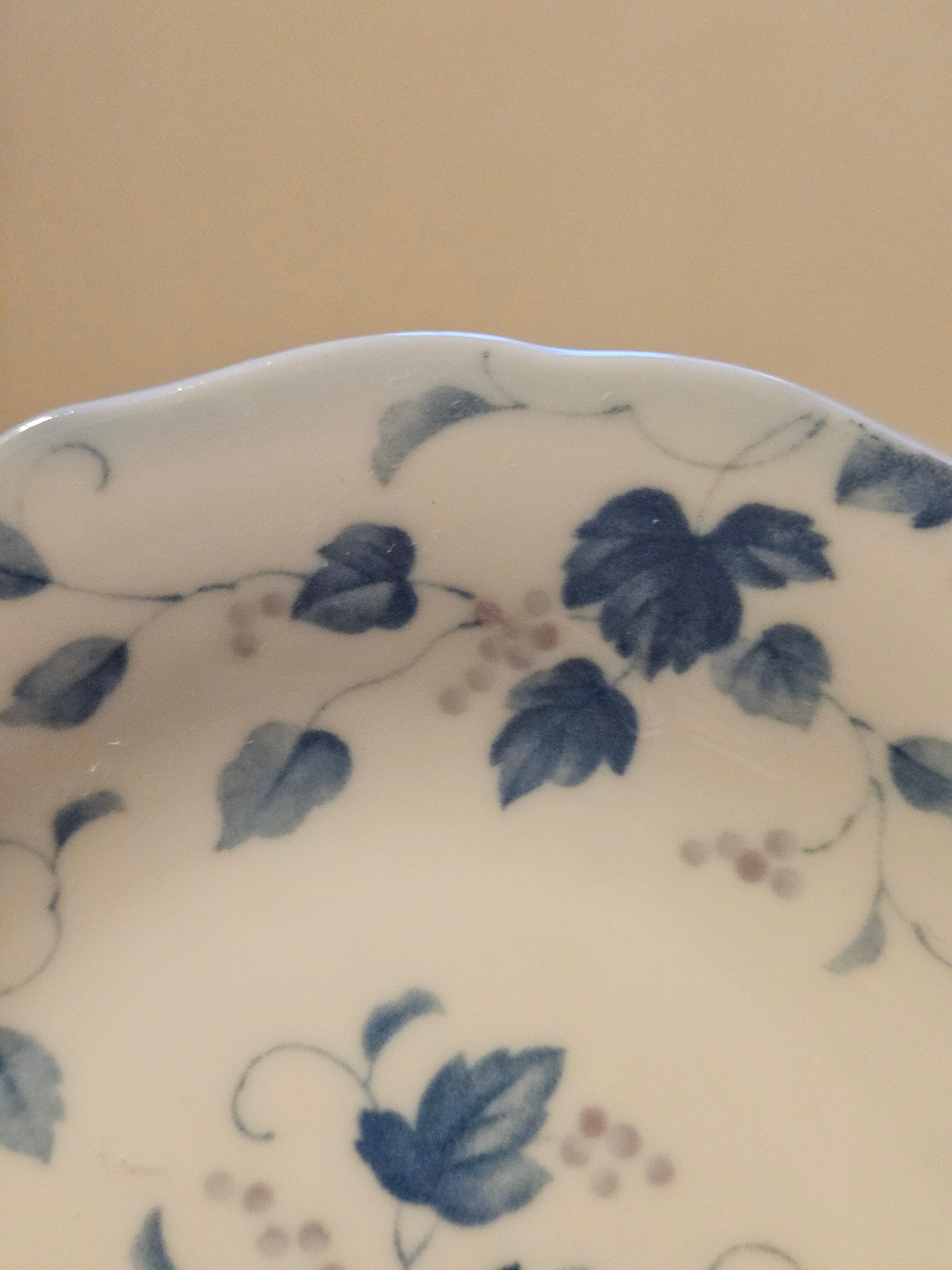 Prato de Porcelana Japonesa Gihou - Estampa Botânica de Videira - Vintage