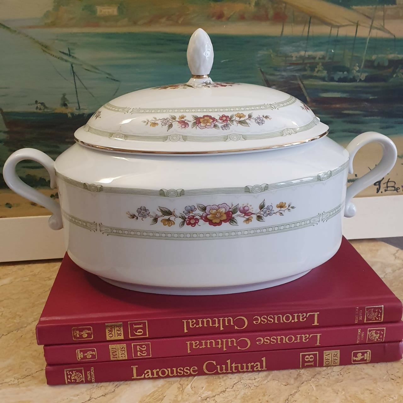 Conjunto para sopa com 7 peças em porcelana argentina vintage Verbano. Impecável!