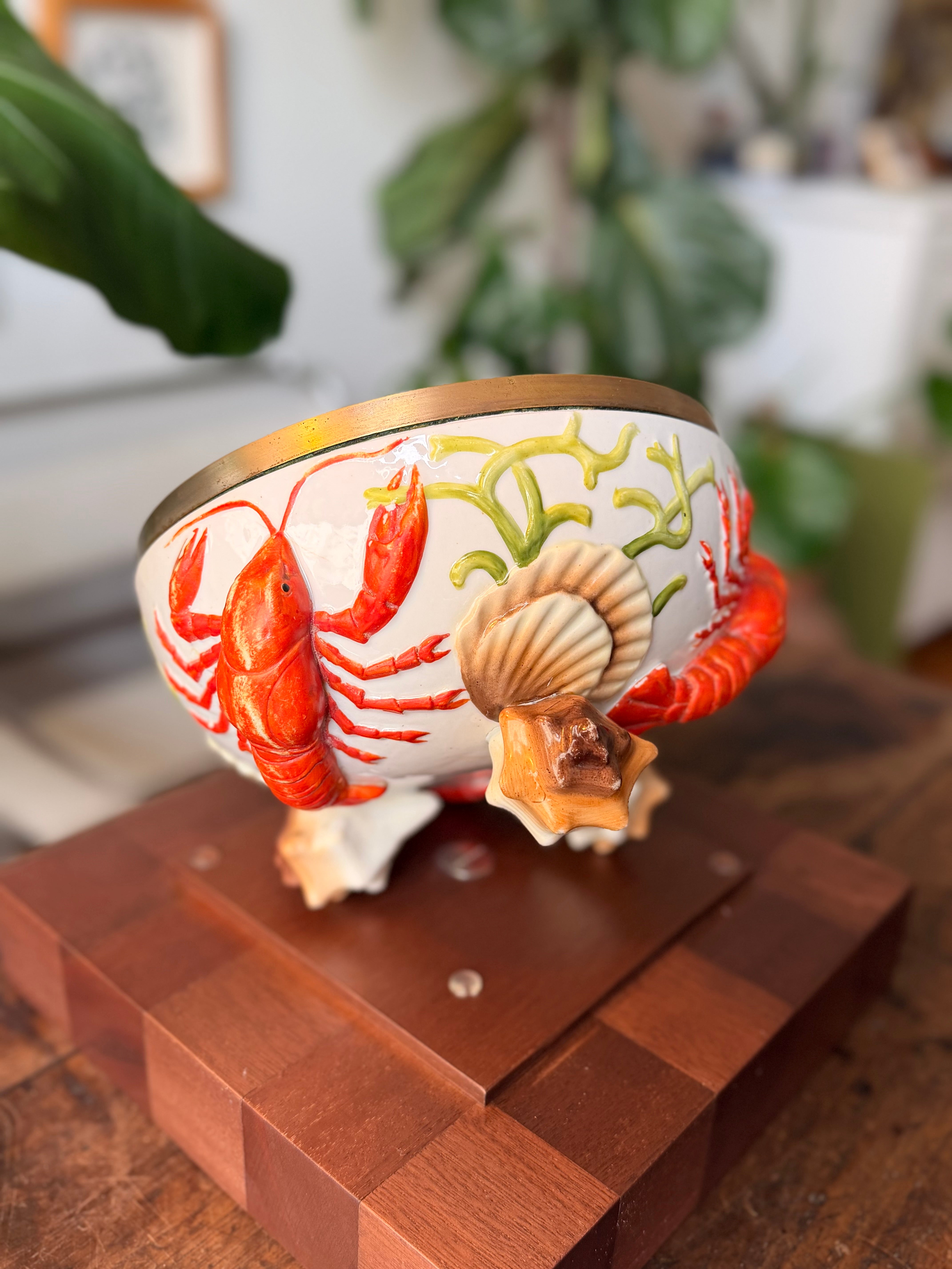 WMF - SALADEIRA ALEMÃ - ART NOUVEAU DECORADA COM LAGOSTA E ALGAS 