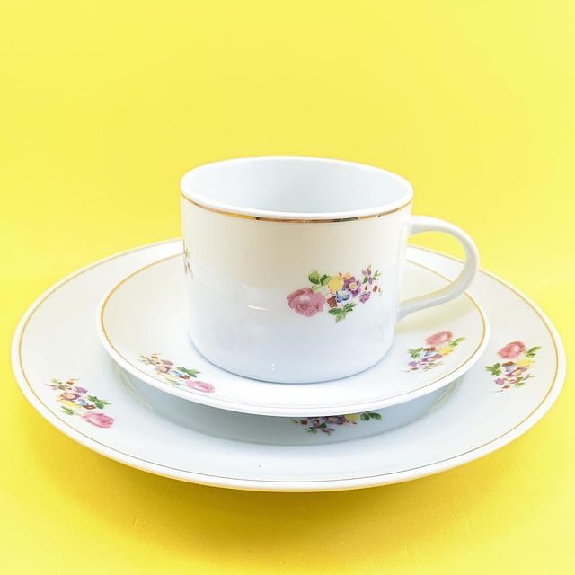 Jogo de chá com motivos florais, Porcelana Schmidt déc.1970