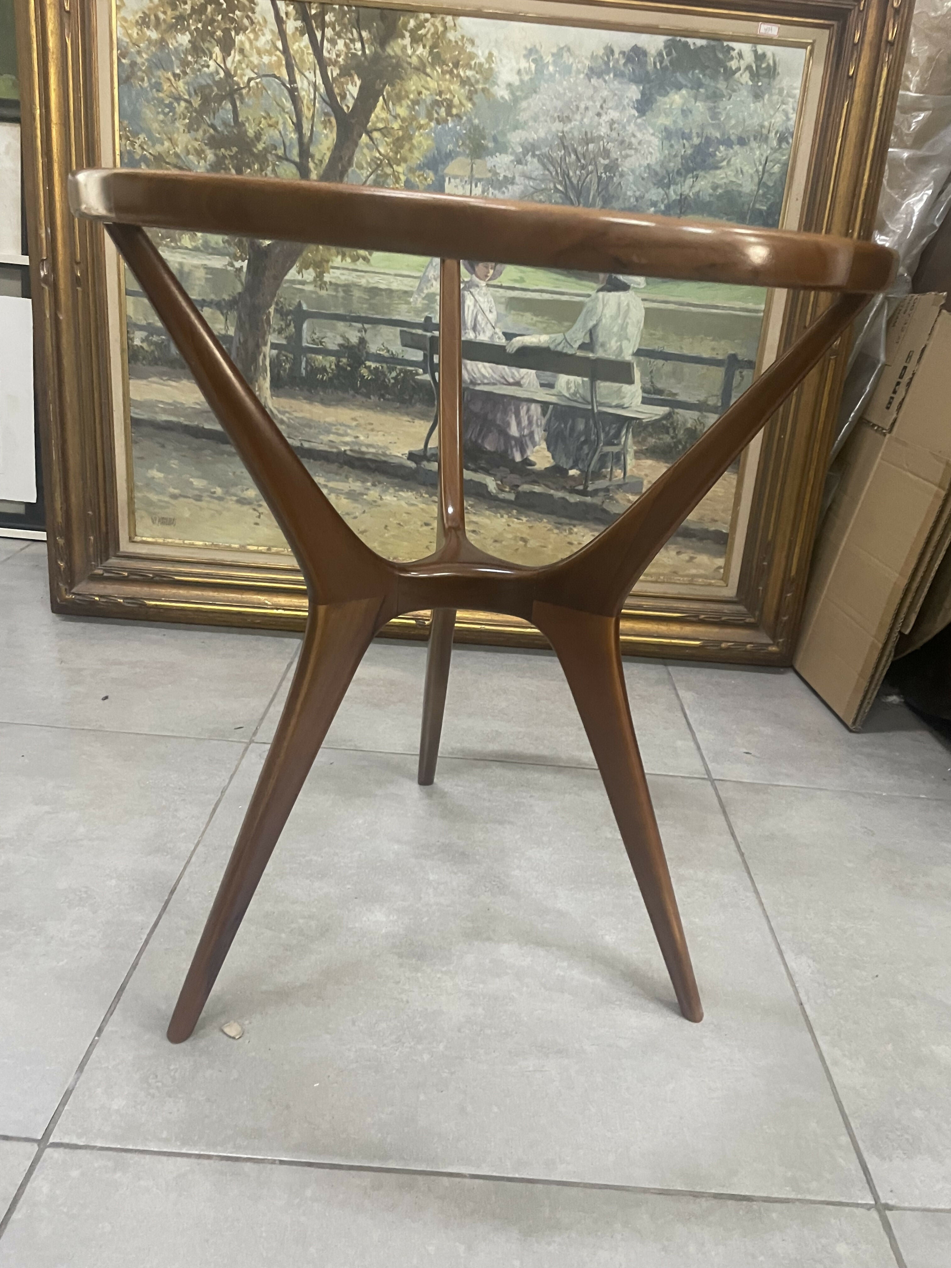 Mesa de Canto Scapinelli – Madeira Freijó e Vidro, Anos 60