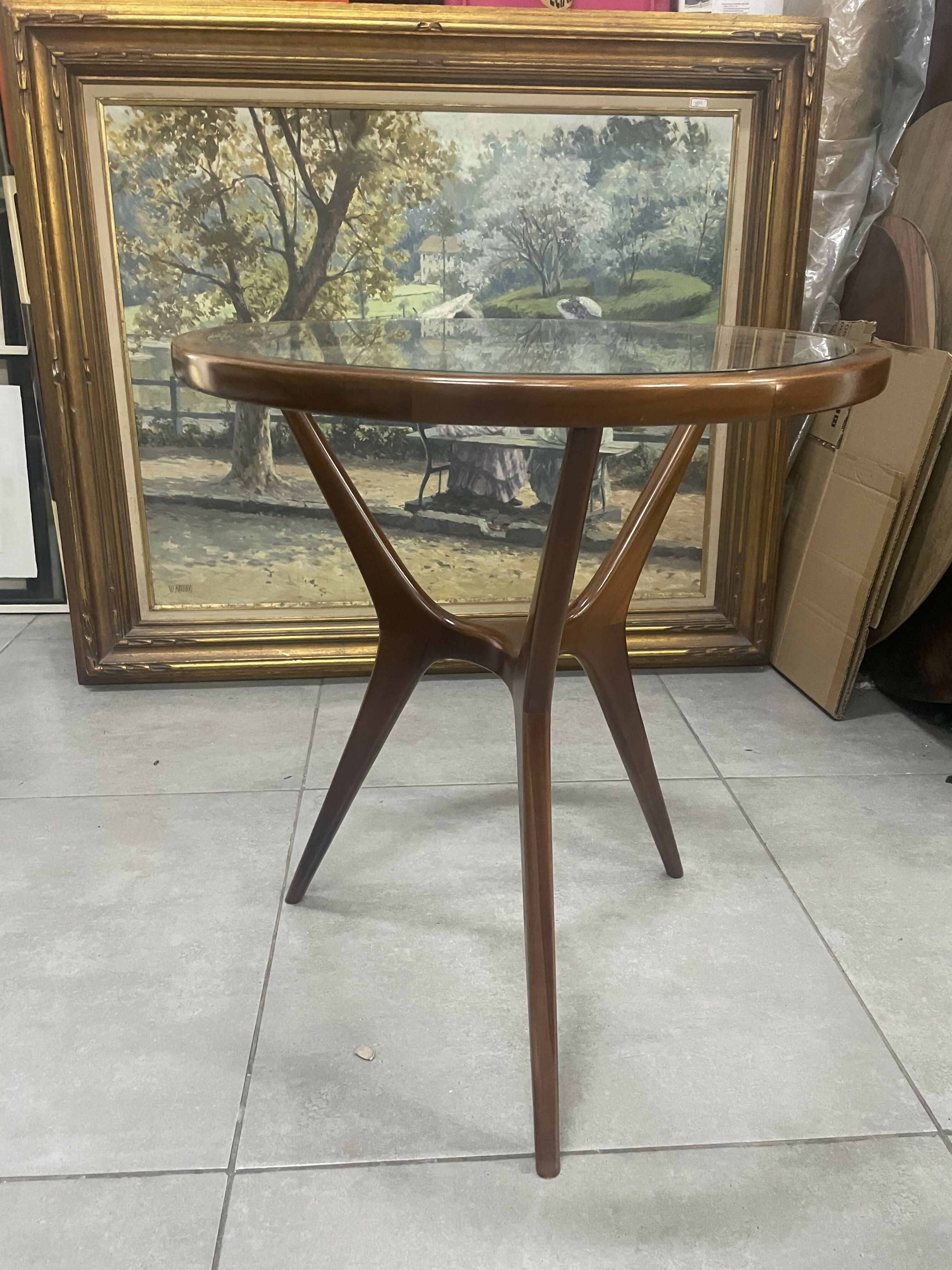 Mesa de Canto Scapinelli – Madeira Freijó e Vidro, Anos 60