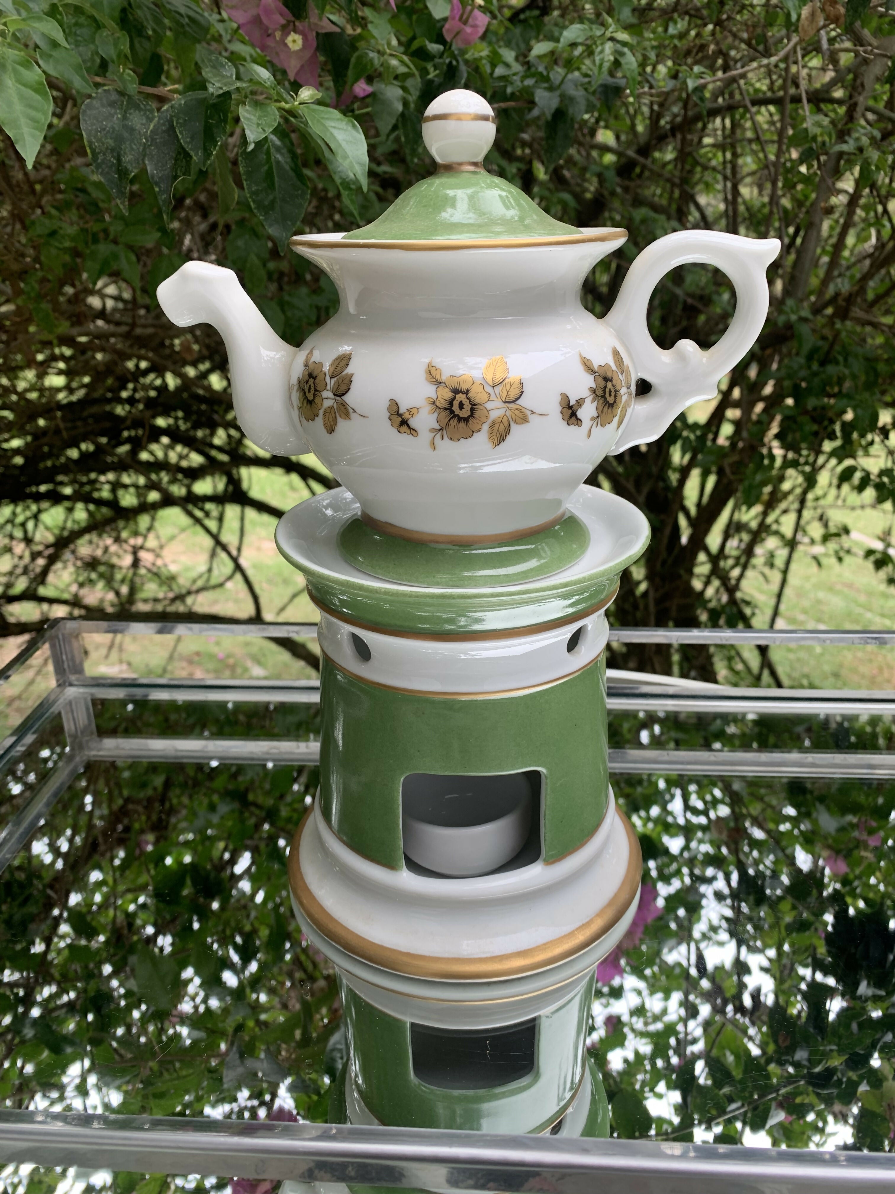 Bule com rechaud em porcelana Porbras Raríssimo