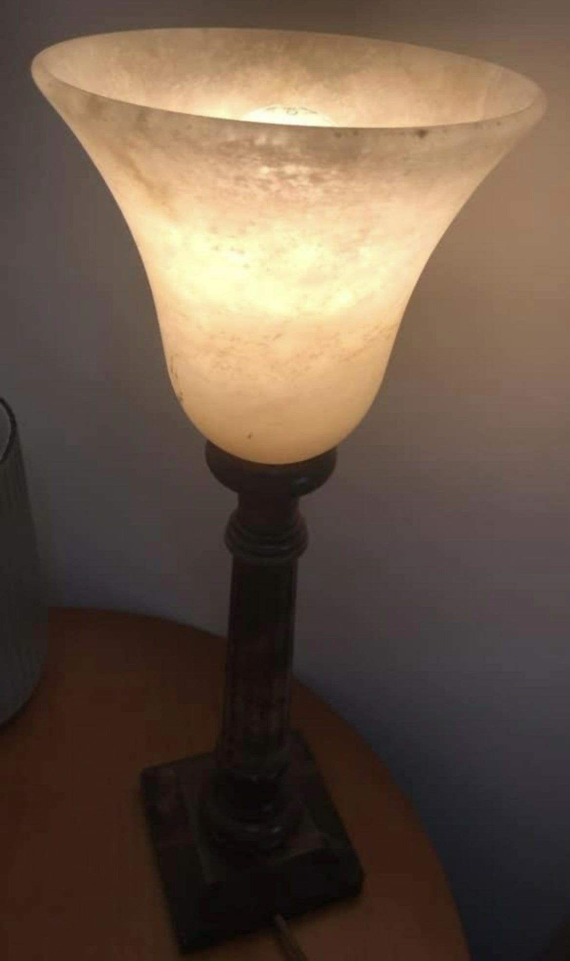 Par de abajur alabastro espanhol marrom e rosé