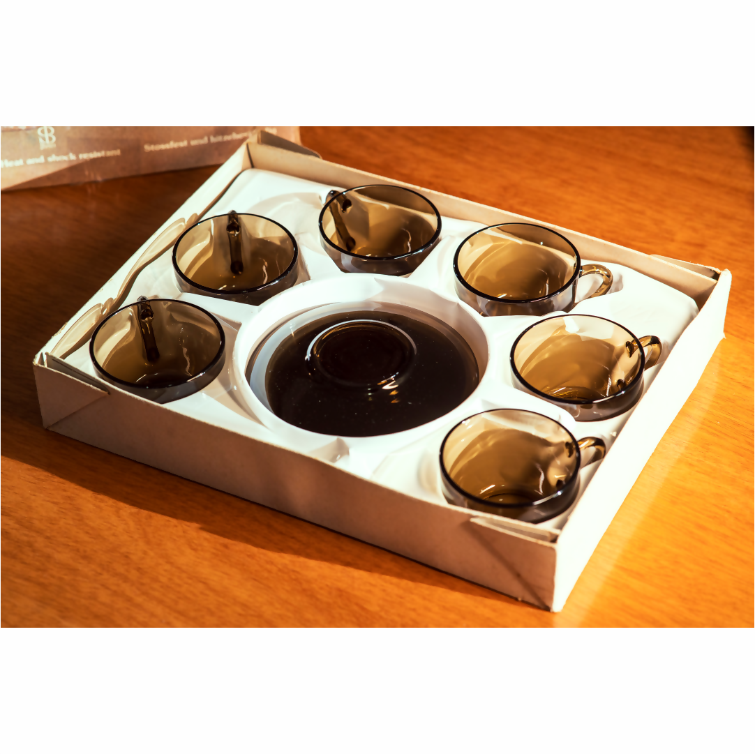 Conjunto 06 Xícaras Fumê - Vereco France - Caixa Original - Anos 60/70