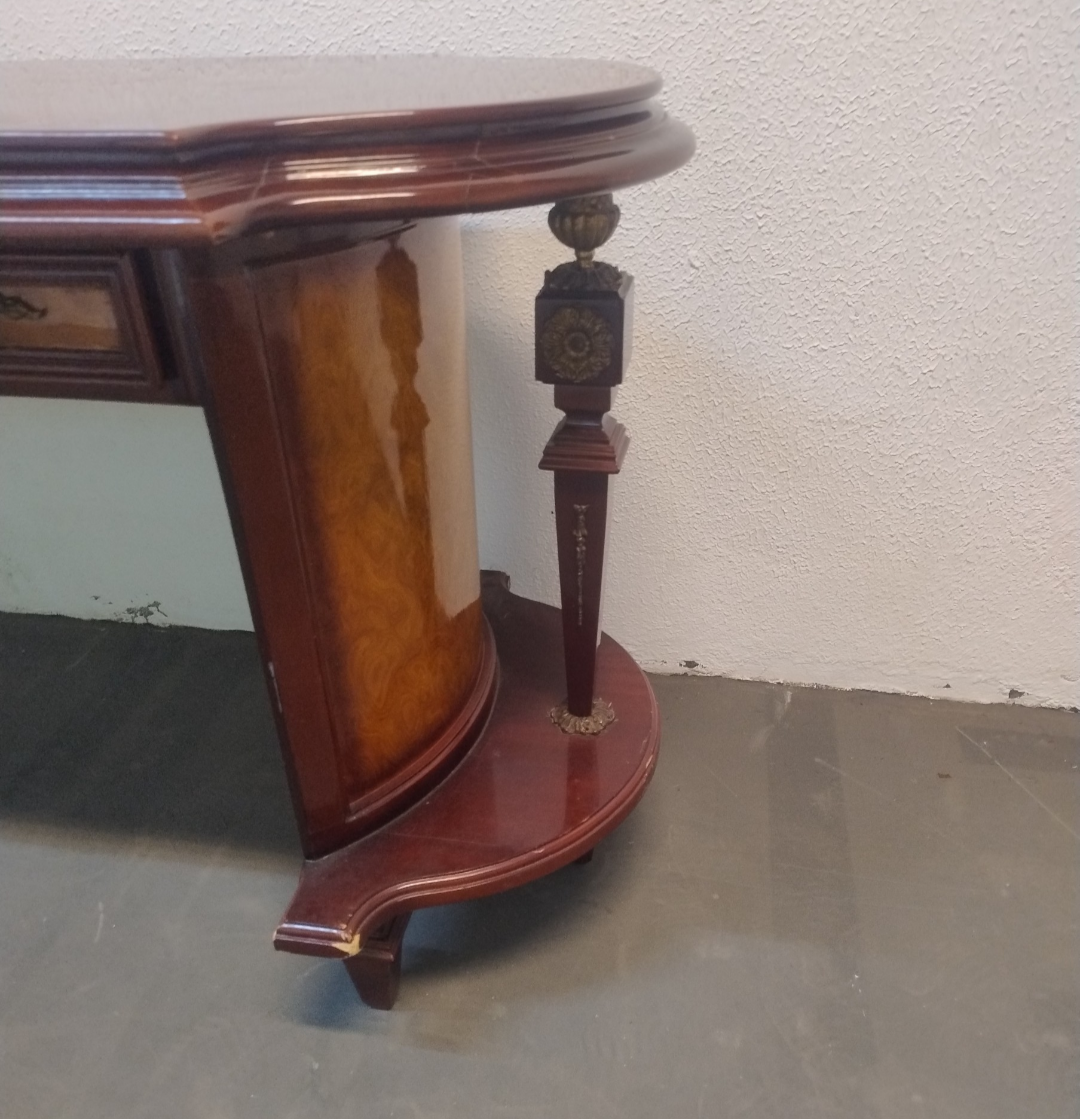 Mesa de Escritório / Escrivaninha em Madeira Maciça torneada 1960