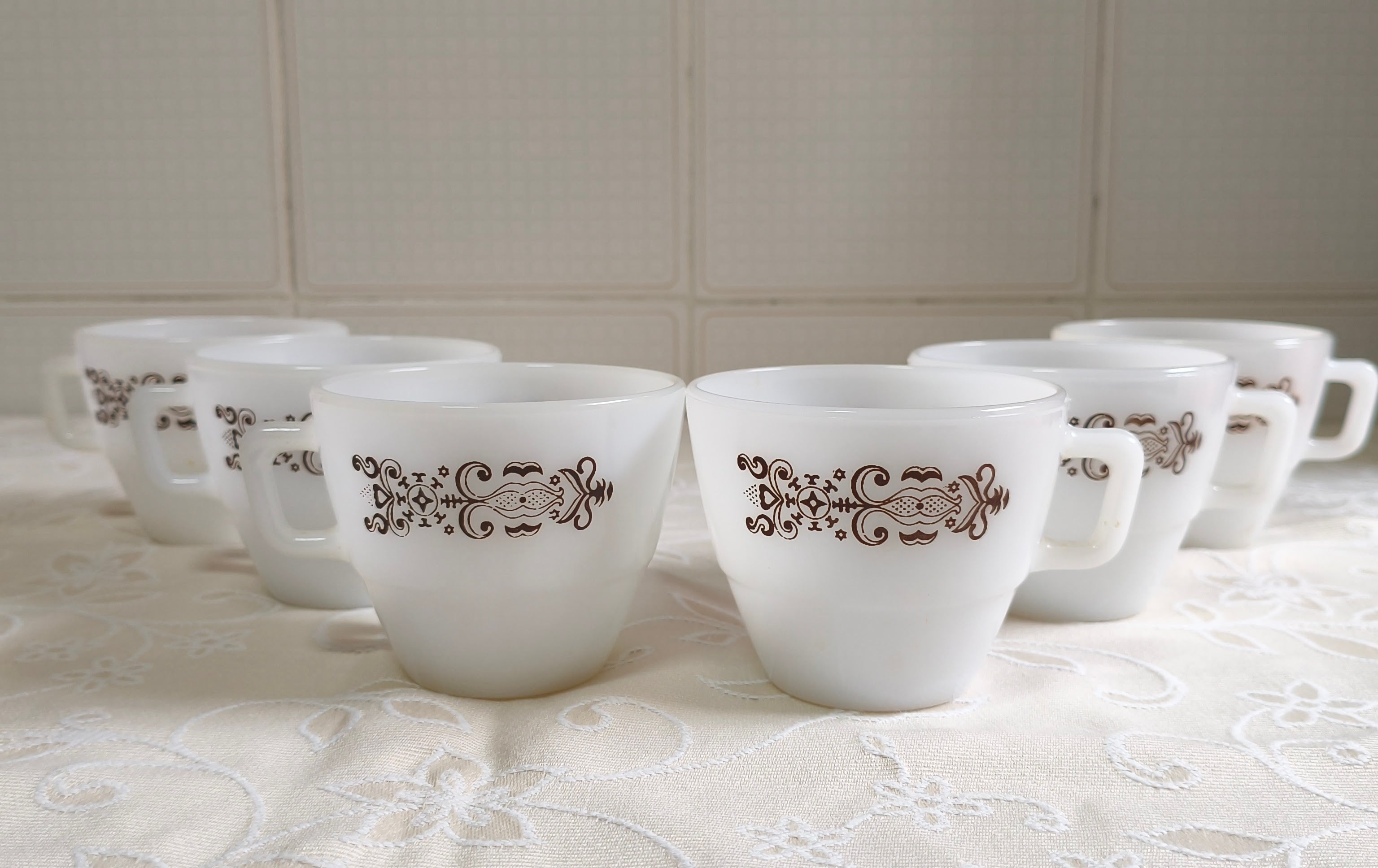 Conjunto 6 xícaras de chá Colorex Arabesque marrom