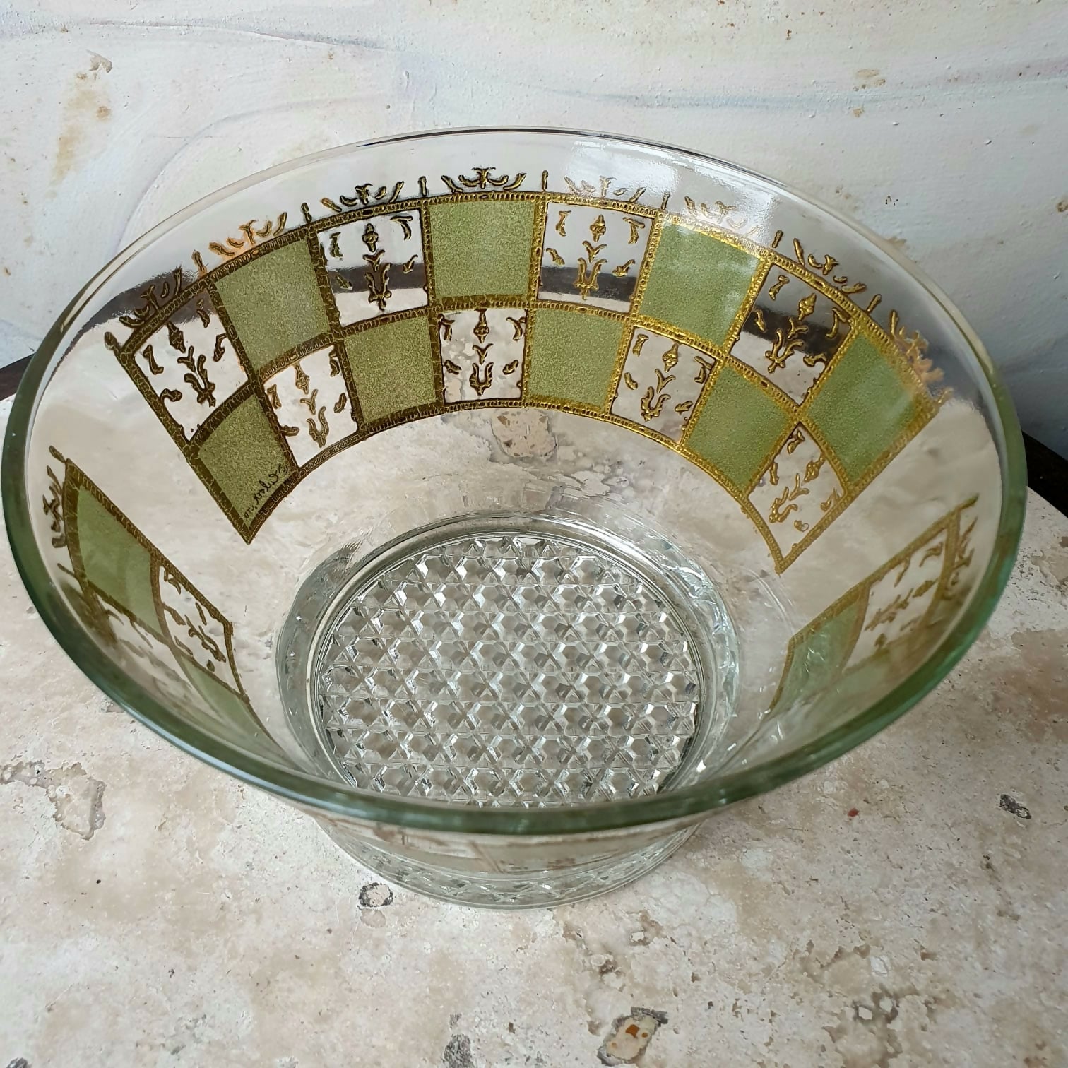 Balde de gelo da linha Prado da Culver Glassware, revestido em ouro 22k, anos 50-60.