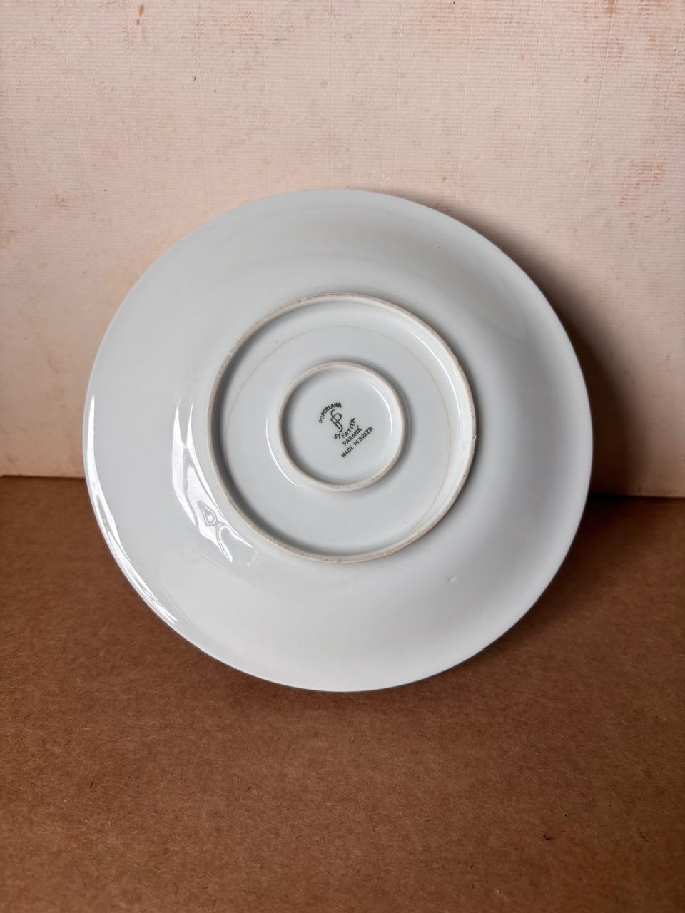 Molheira de porcelana Steatita com prato fixo e decoração floral (DMCPS_244)