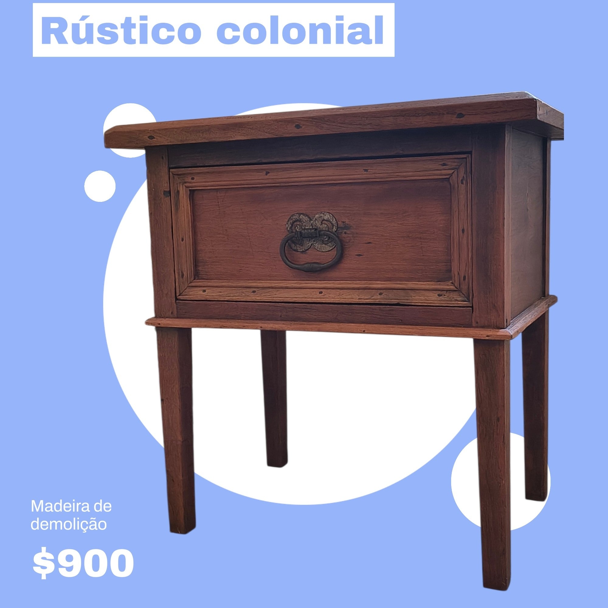 Lindo par de Mesas de Cabeceira estilo rústico colonial 