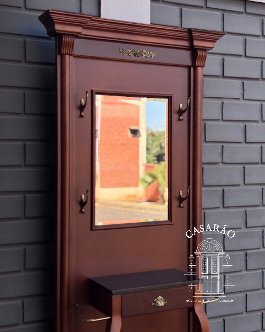 Chapeleira com gaveta e espelho bisotado