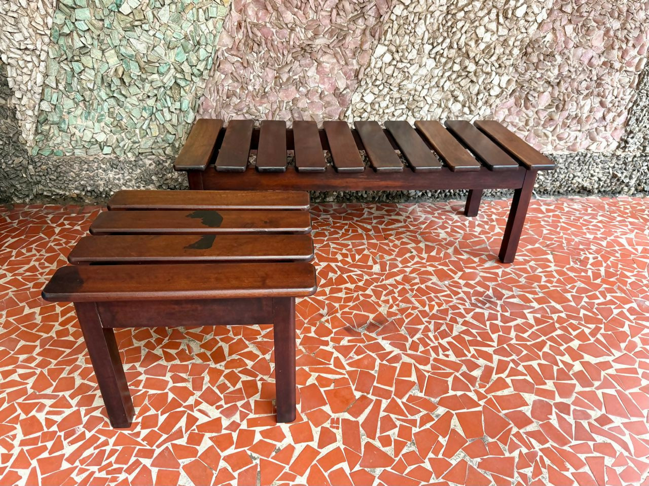 Par de Bancos Ripados anos 70