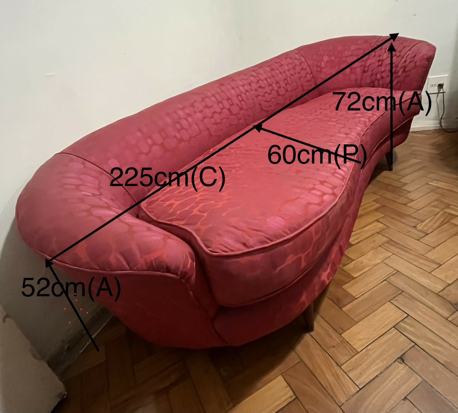 RECAMIER COR CEREJA (estilo divã de Freud