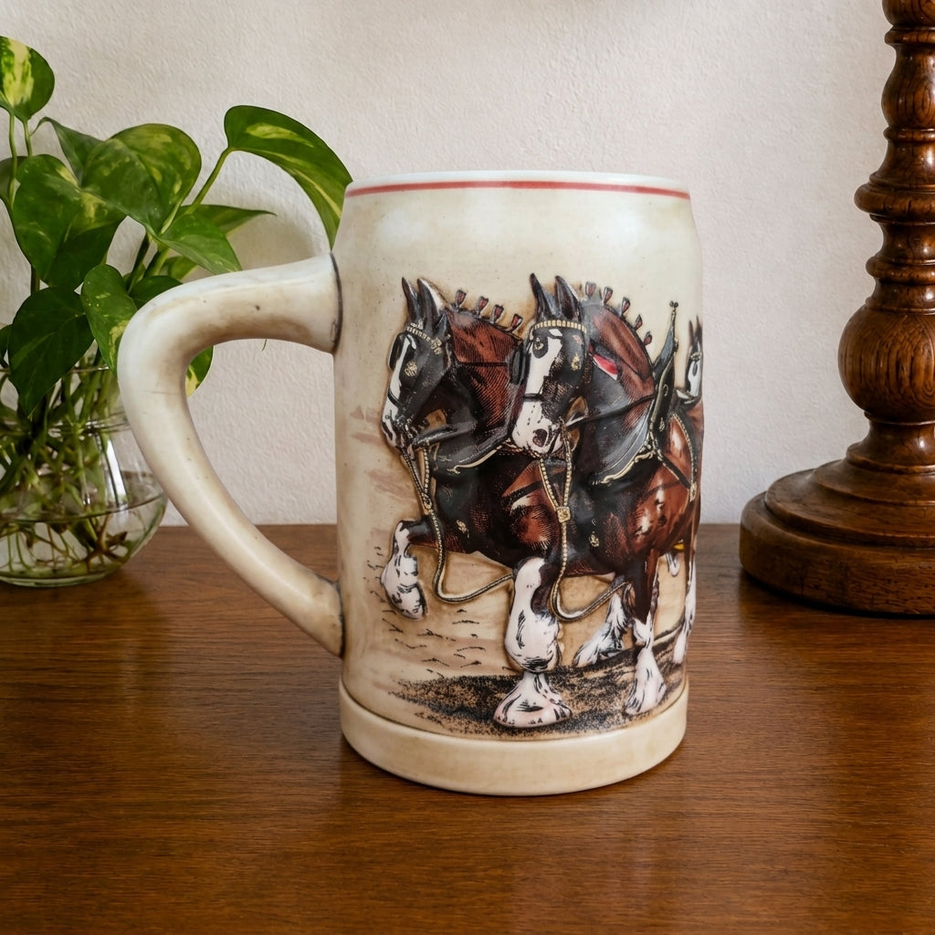 Caneca chopp Budweiser 1987 - World Famous Clydesdales
