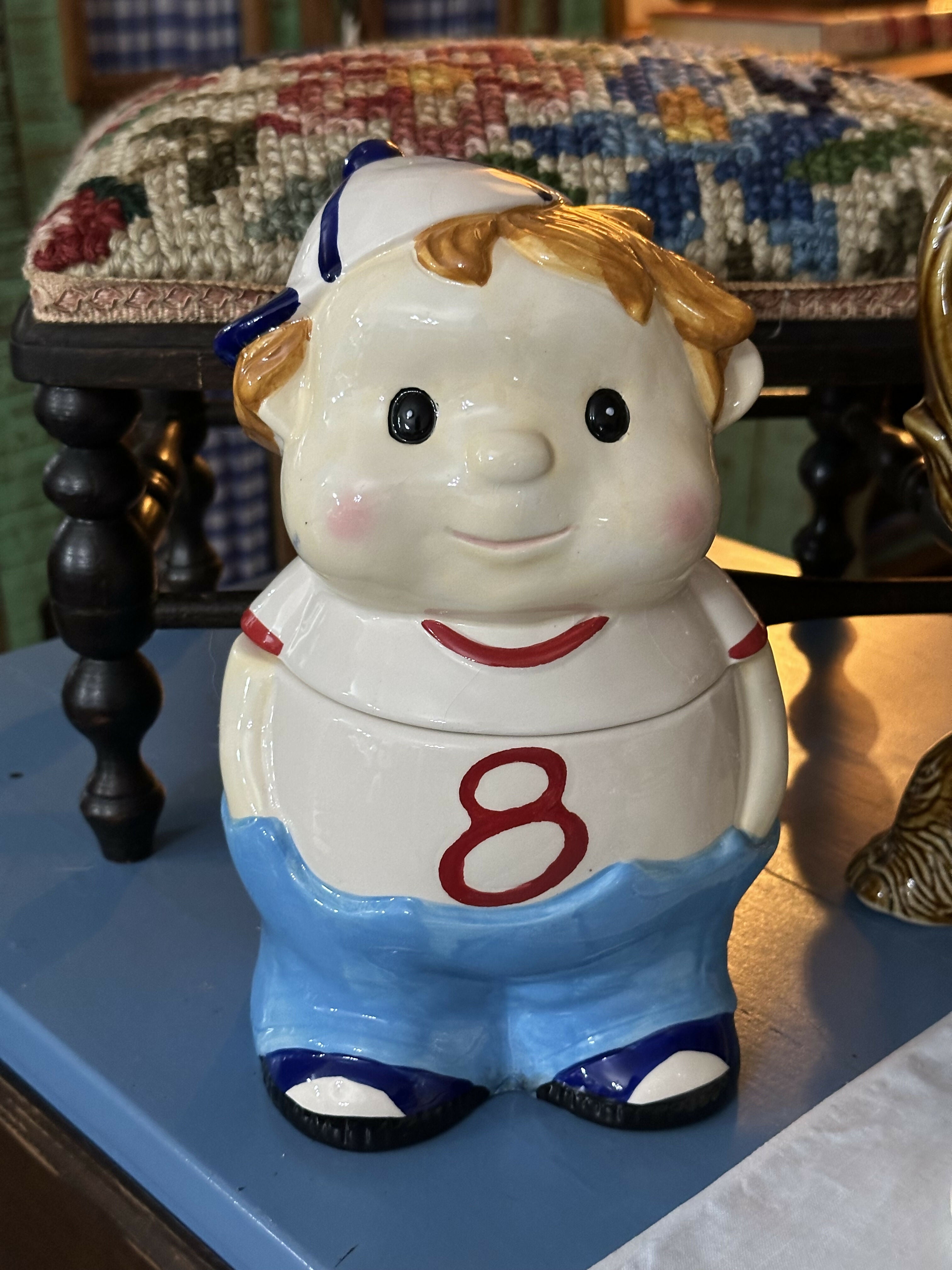 Vintage - Biscoiteira / pote vintage conhecido como "Baseball Boy Cookie Jar" importada