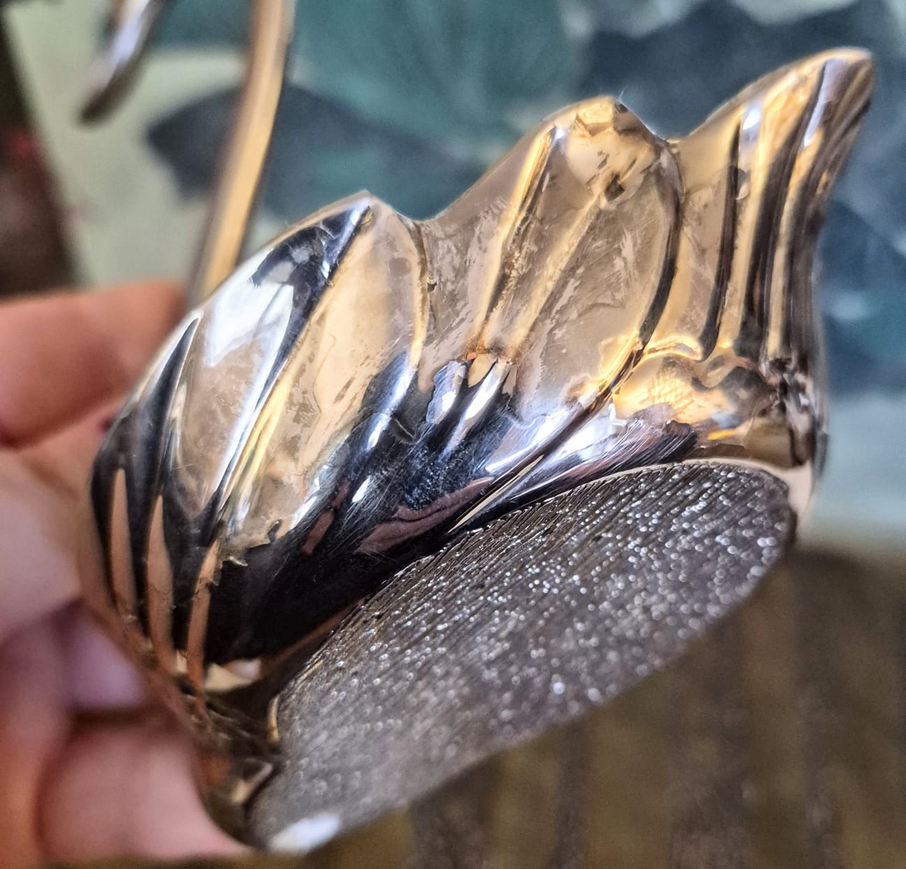  Porta geleias em formato de cisne com arte em vidro e restante em metal espessurado à prata.   Lindo!!!