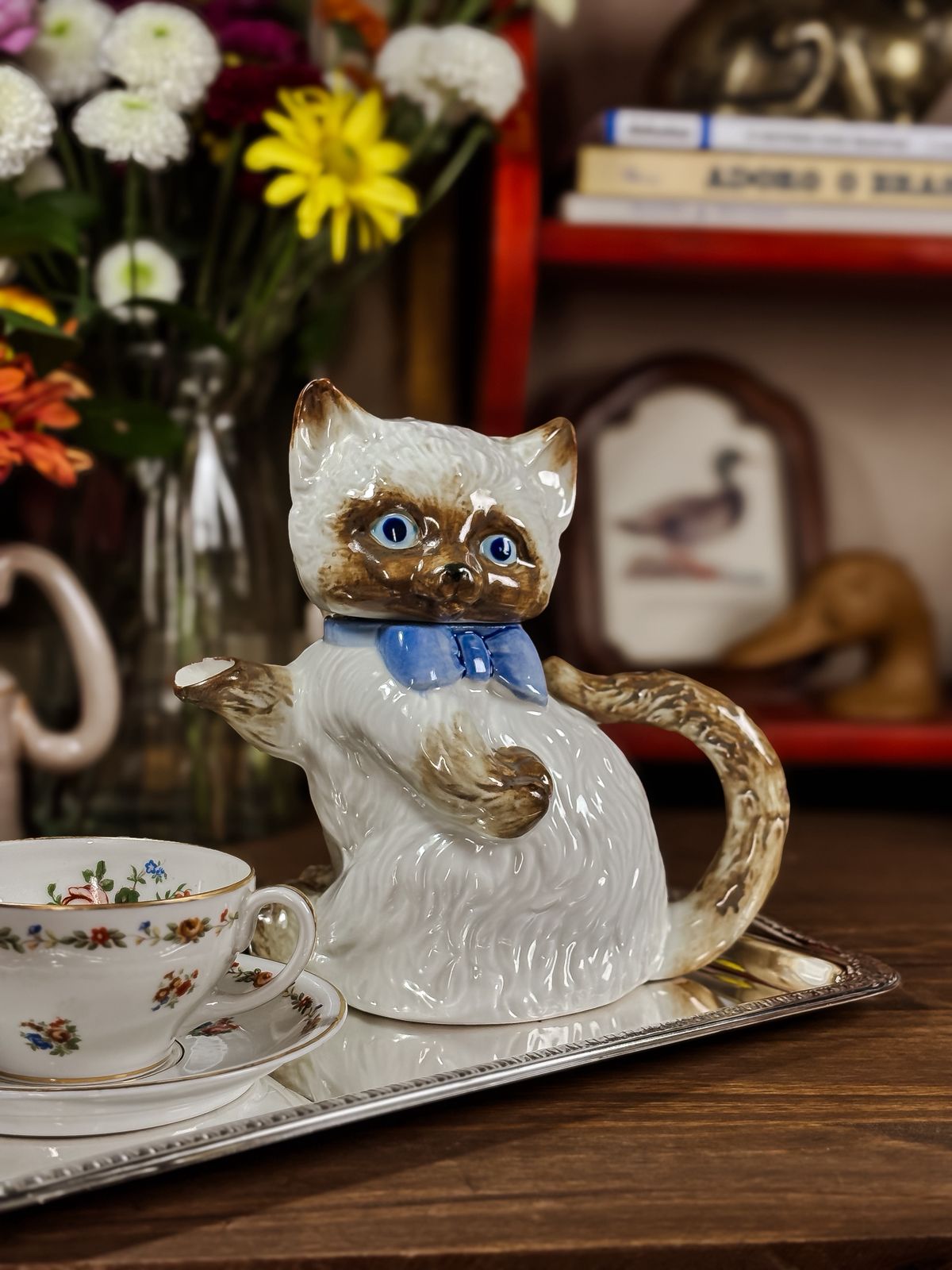 Bule De Gato Siamês Em Cerâmica | Vintage Colecionável