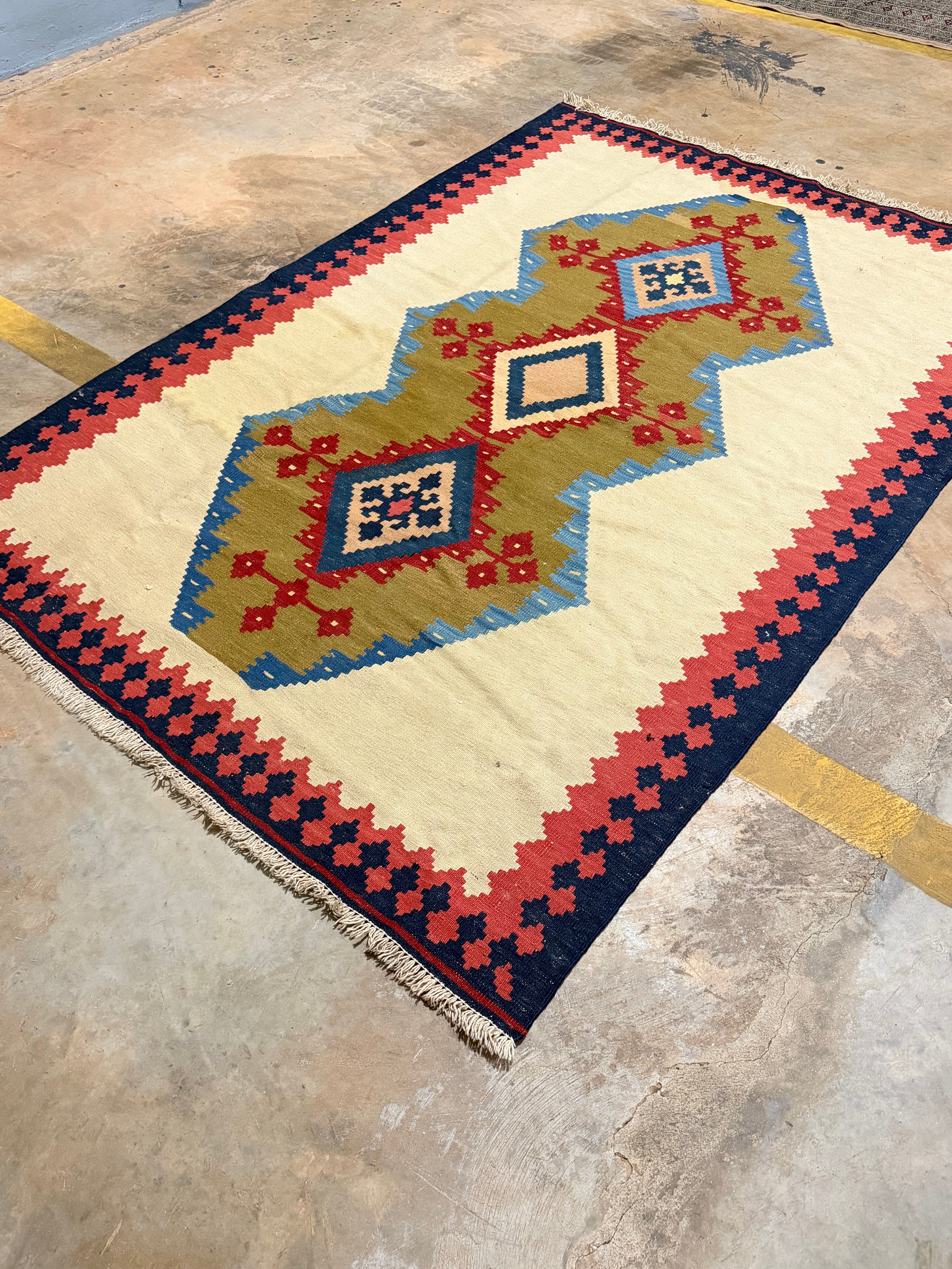 legítimo tapete kilim 2,10m x 1,47 lã e algodão