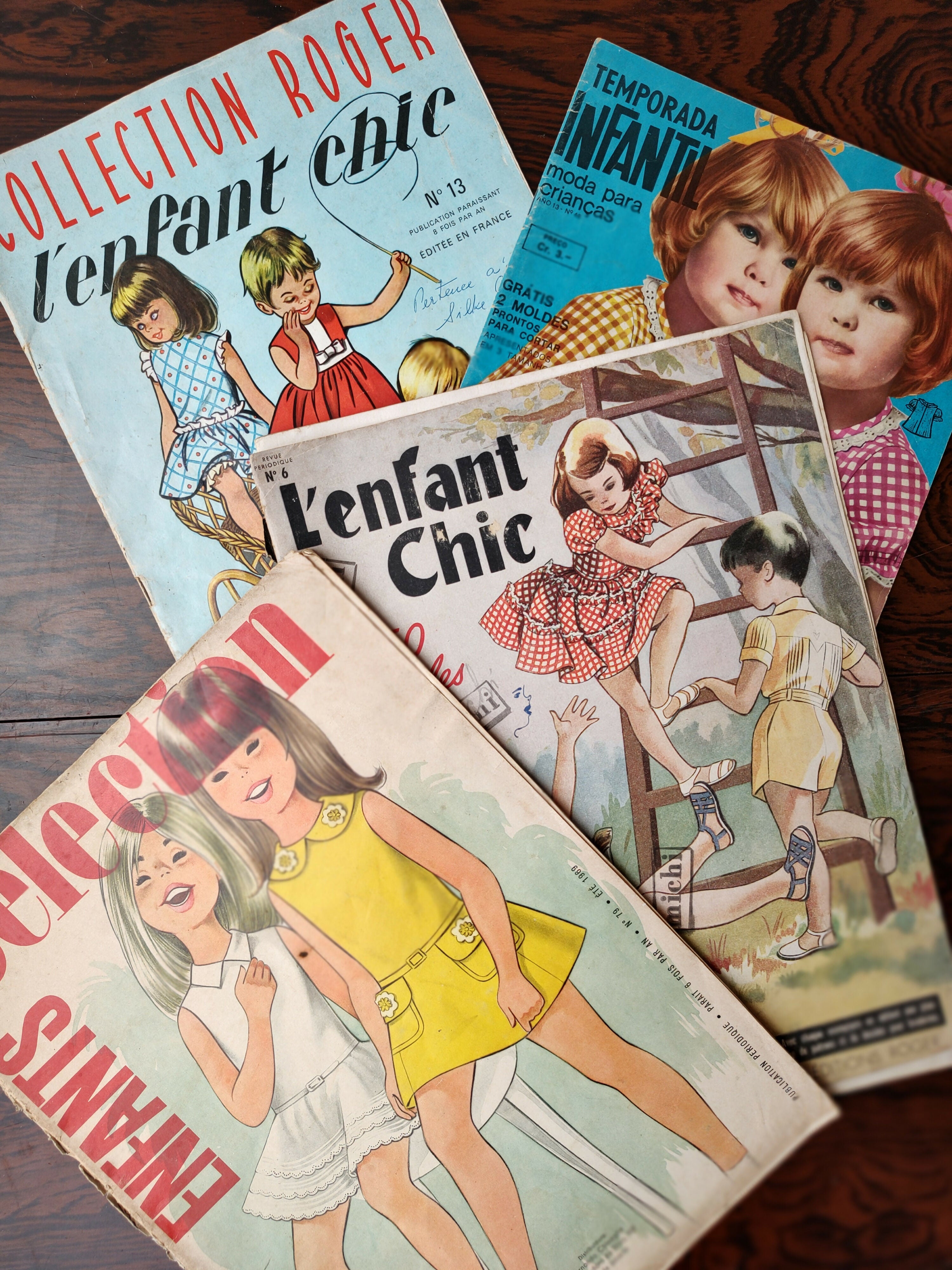 4 Revistas Ilustradas de Moda Infantil da década de 60 - 70