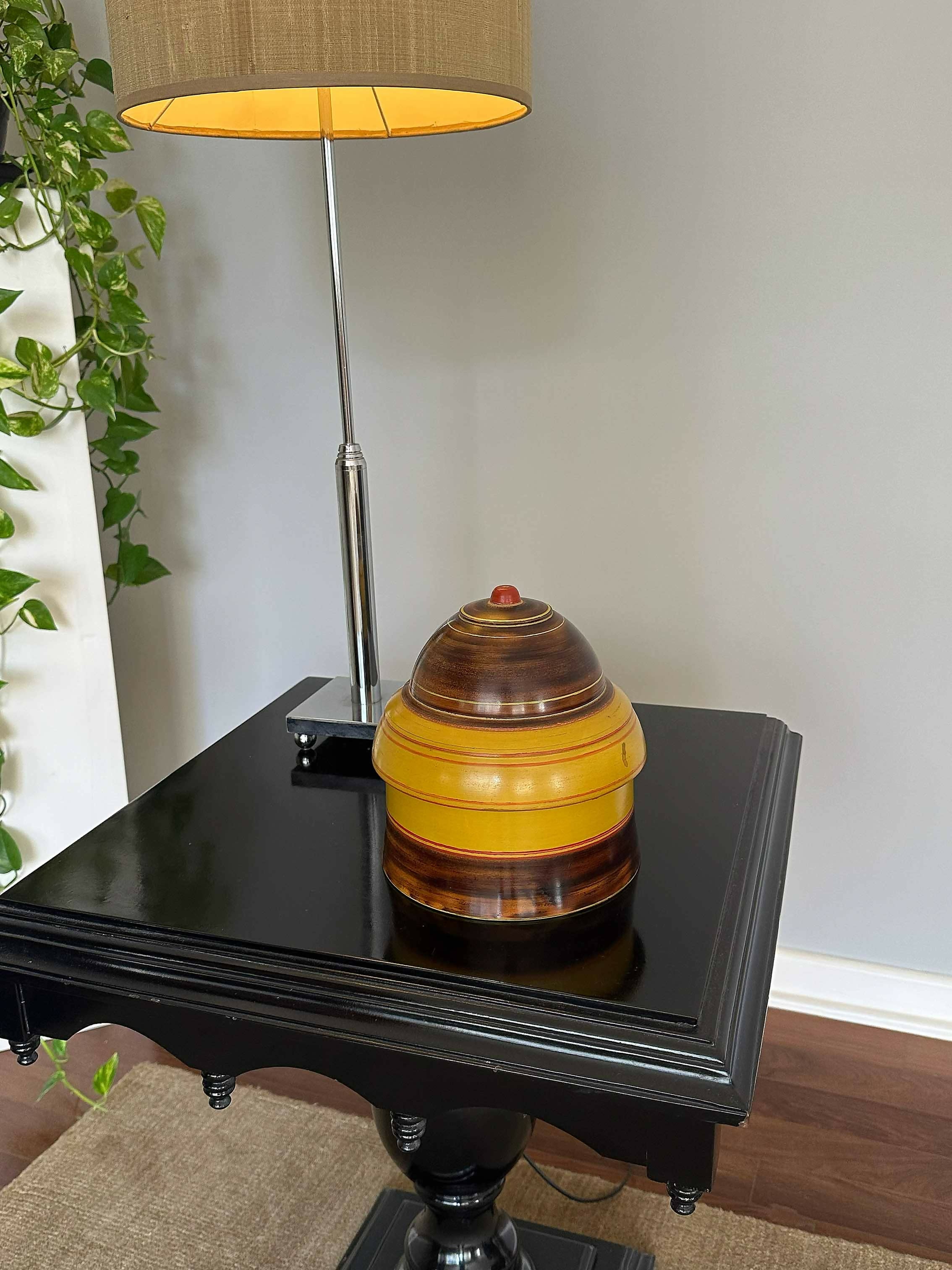 Antigo Pote / Cachepot asiático pintado à mão. com tampa