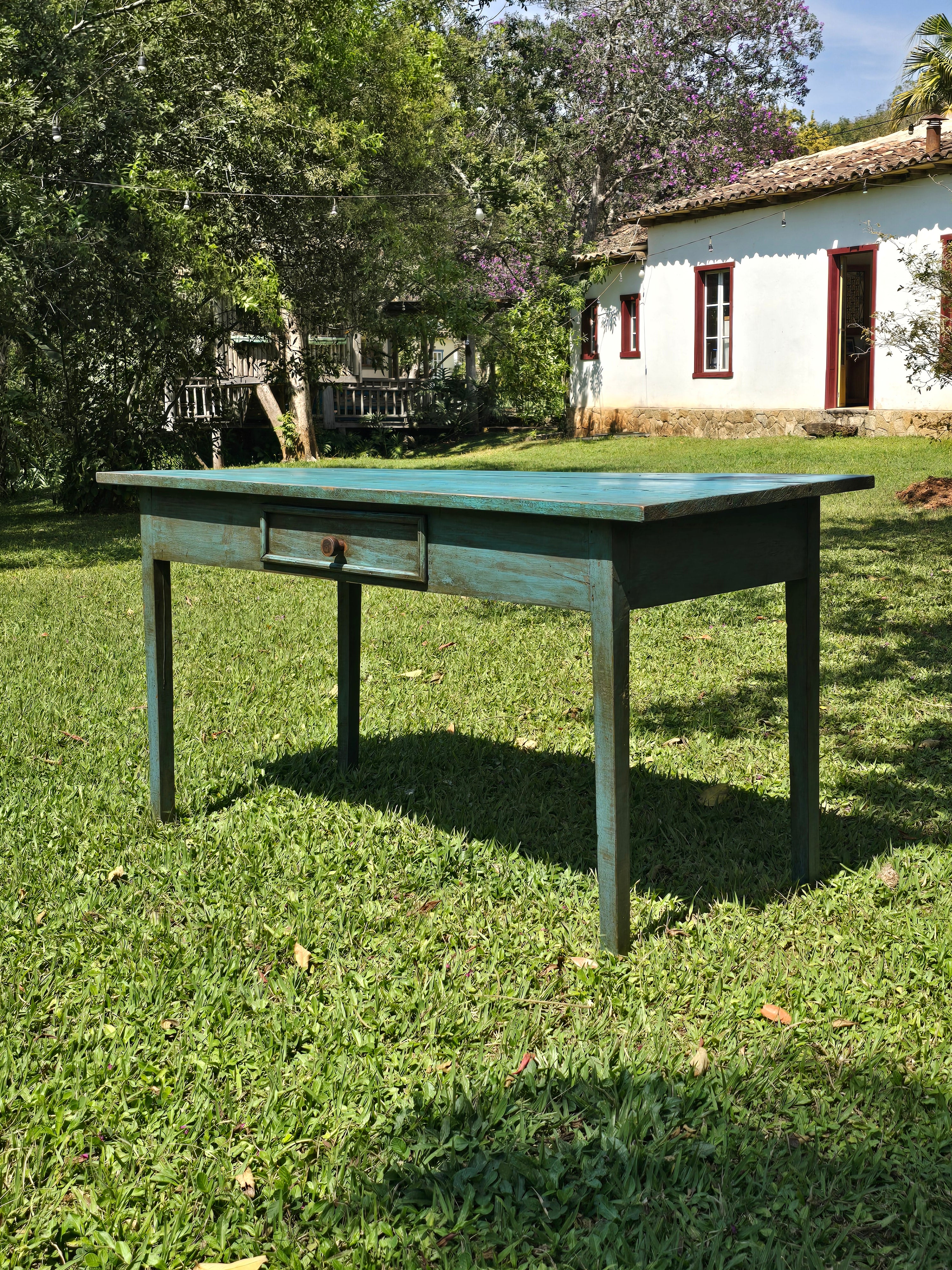Mesa de Jantar Antiga Madeira Maciça Garimpo Mineiro