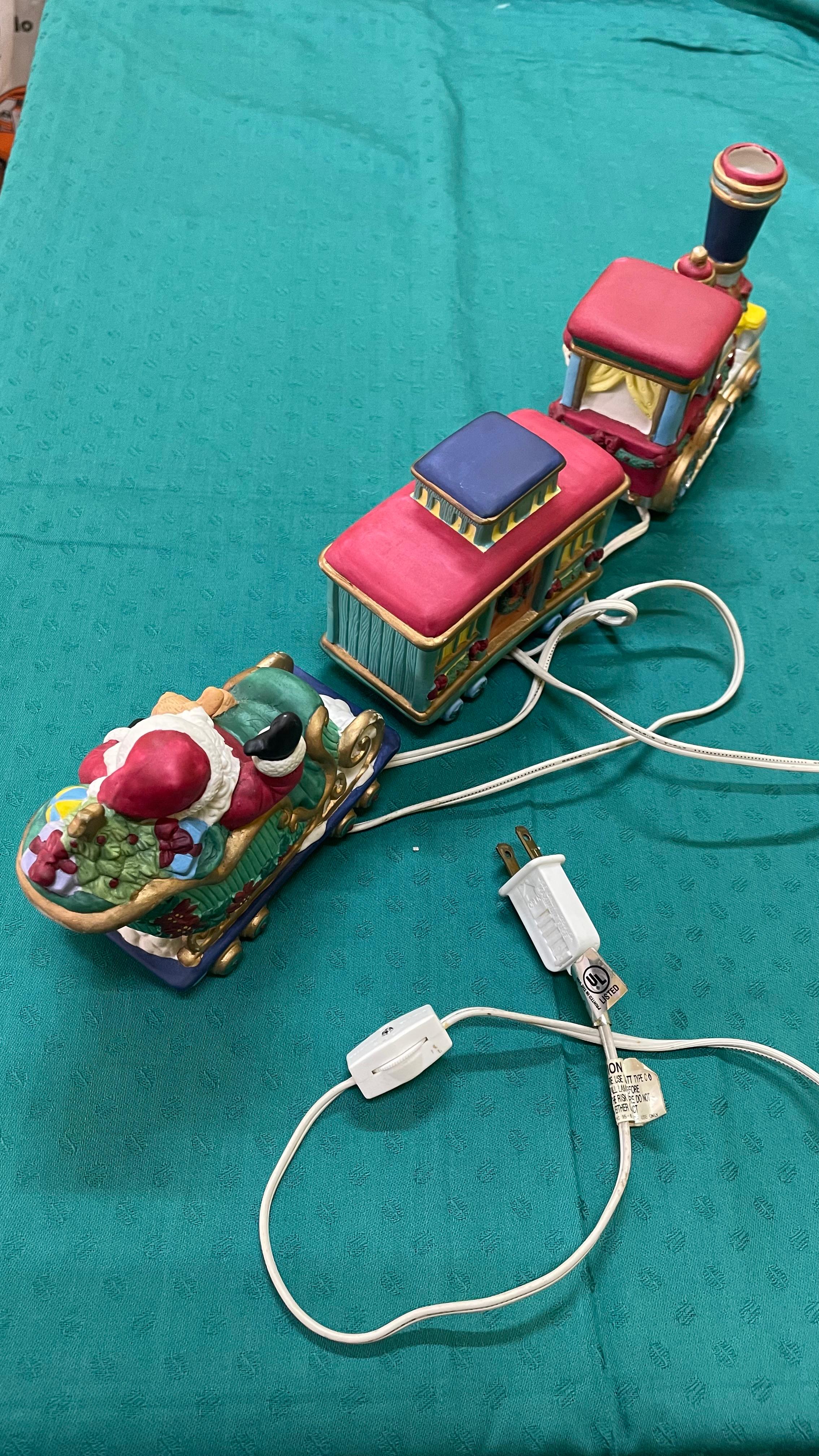Luminária Trem de Natal de cerâmica com iluminação