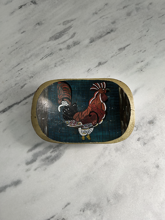 Gamela em madeira com Galo pintada a mão