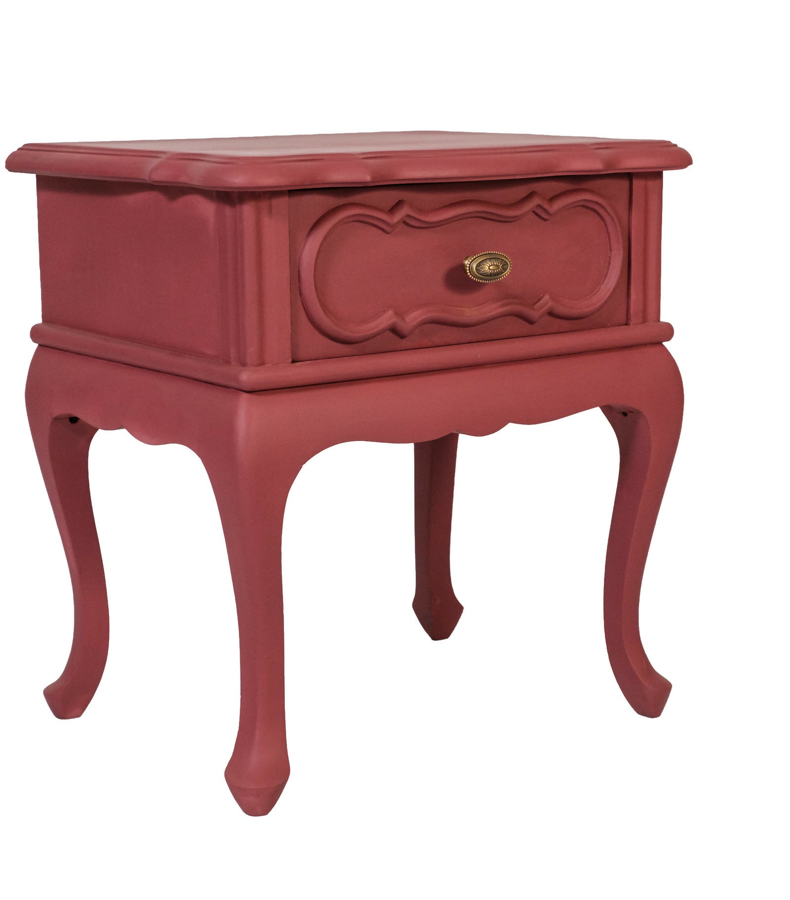 Mesa de cabeceira restaurada marsala - madeira maciça (valor unitário)