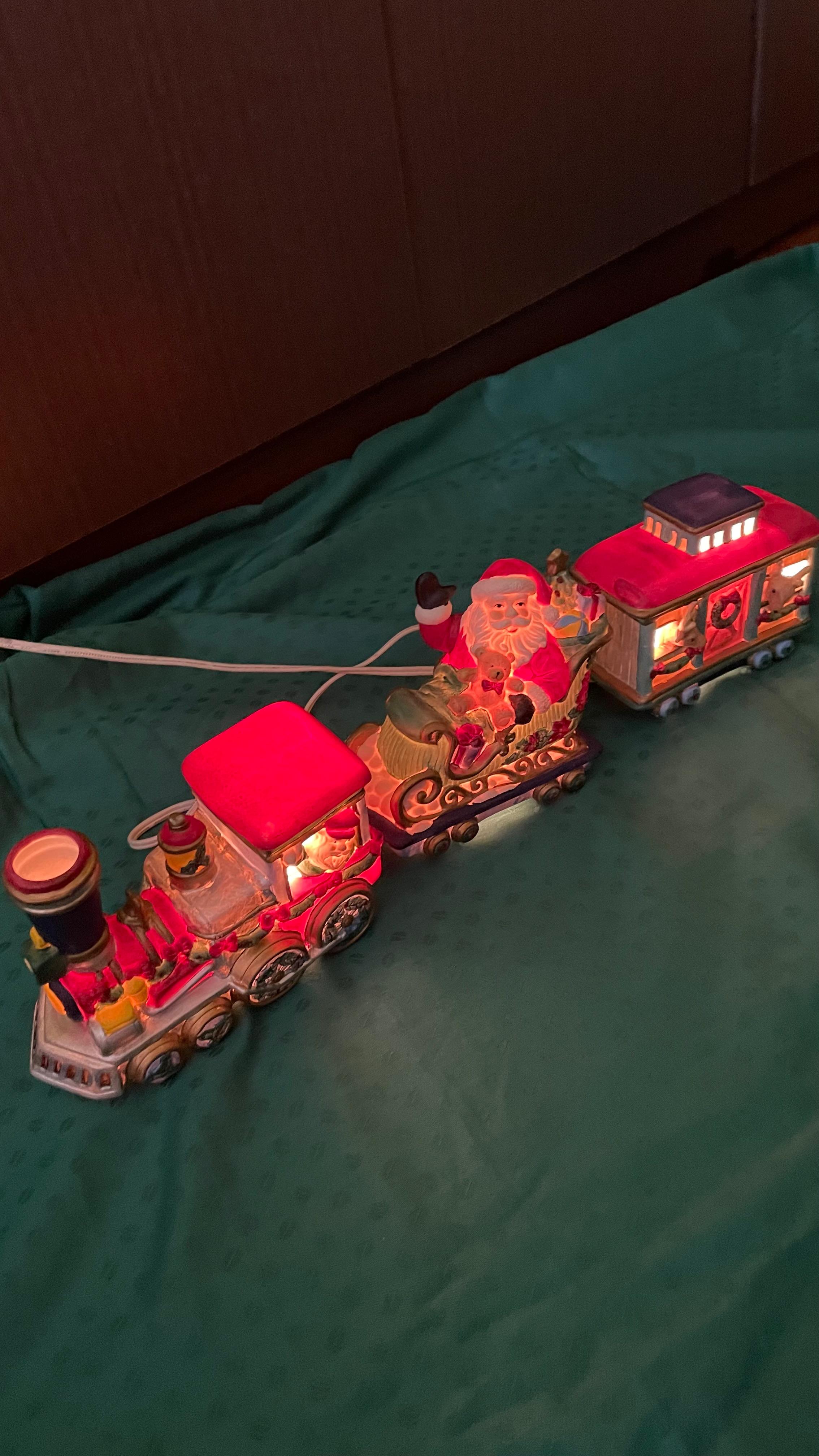 Luminária Trem de Natal de cerâmica com iluminação
