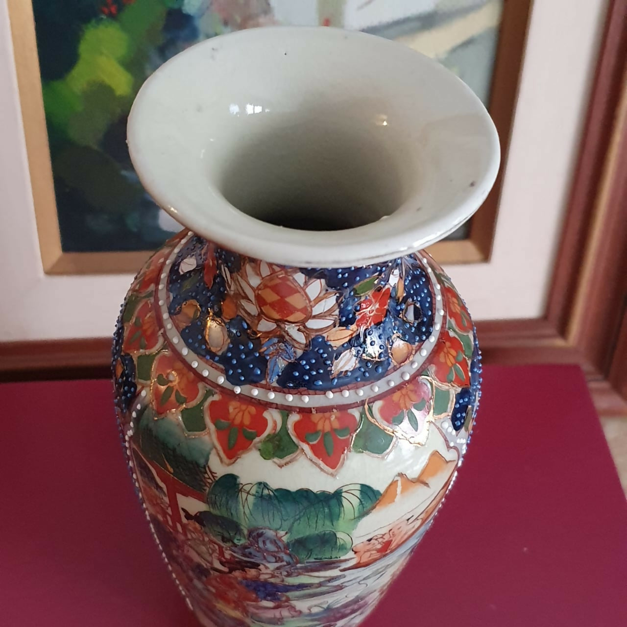 Vaso maravilhoso em faiança japonesa Satsuma. Perfeito estado!