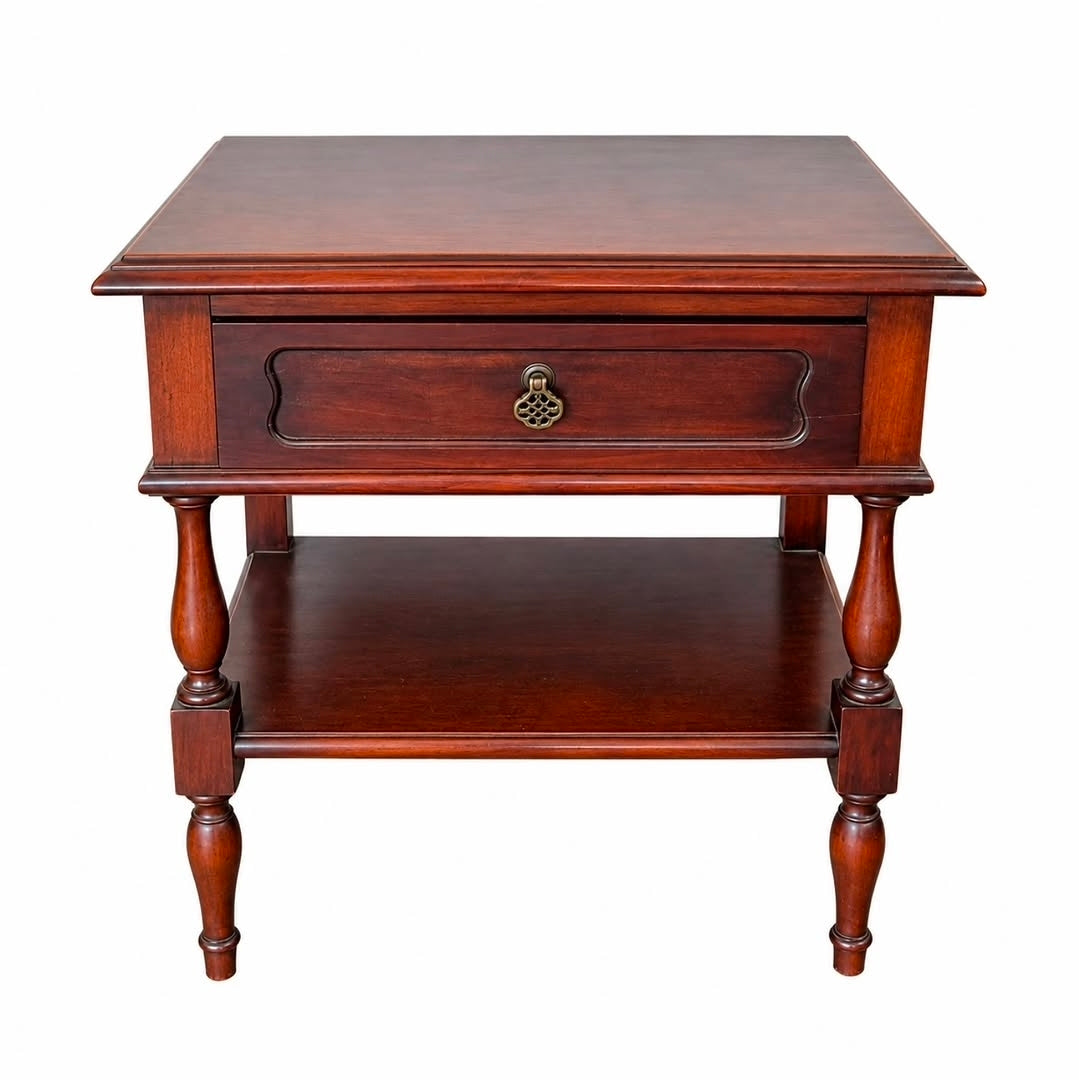 MESA DE CABECEIRA EM MADEIRA MACIÇA COM GAVETA 