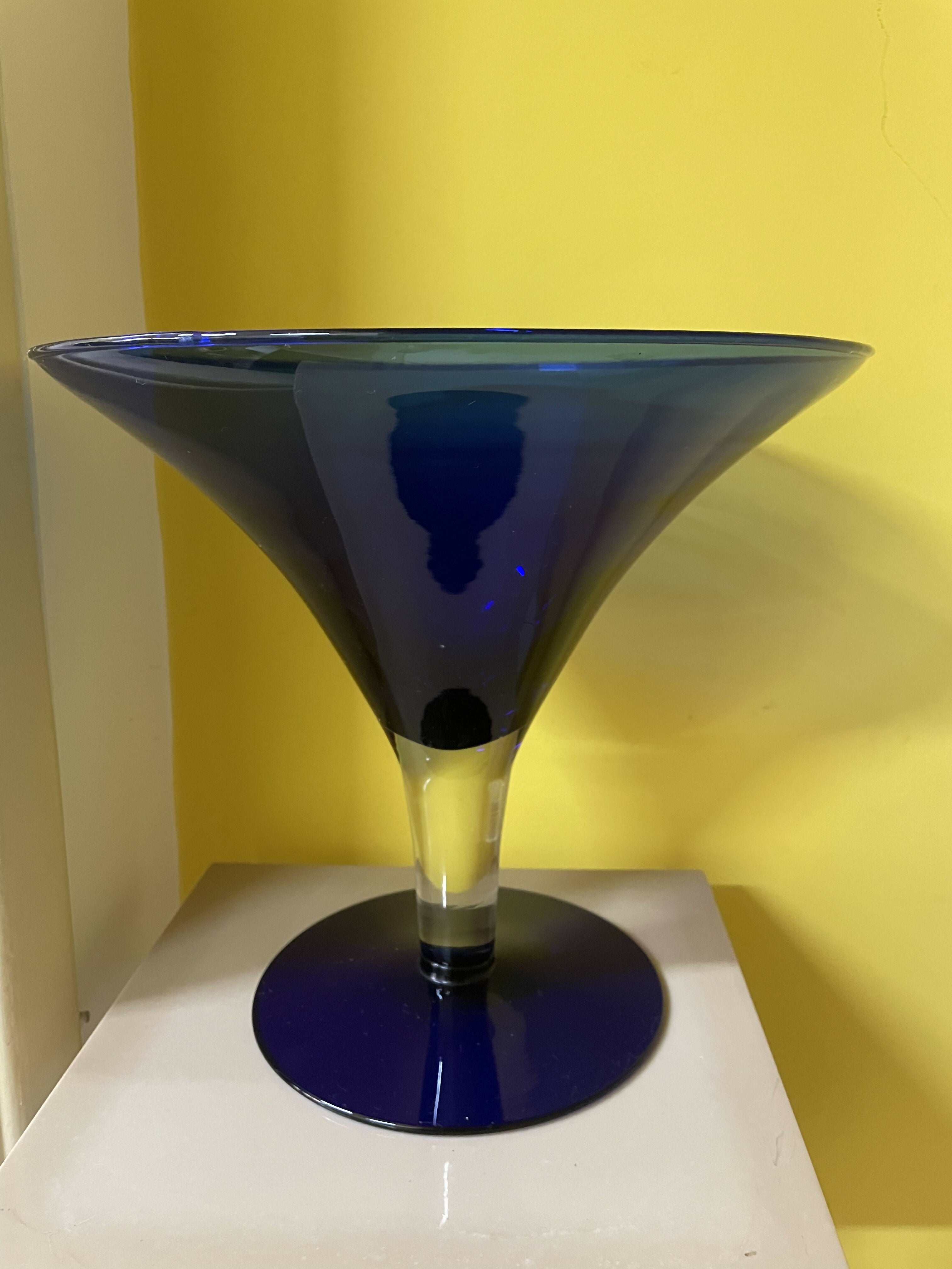 Centro de mesa - Fruteiras em vidro azul e transparente