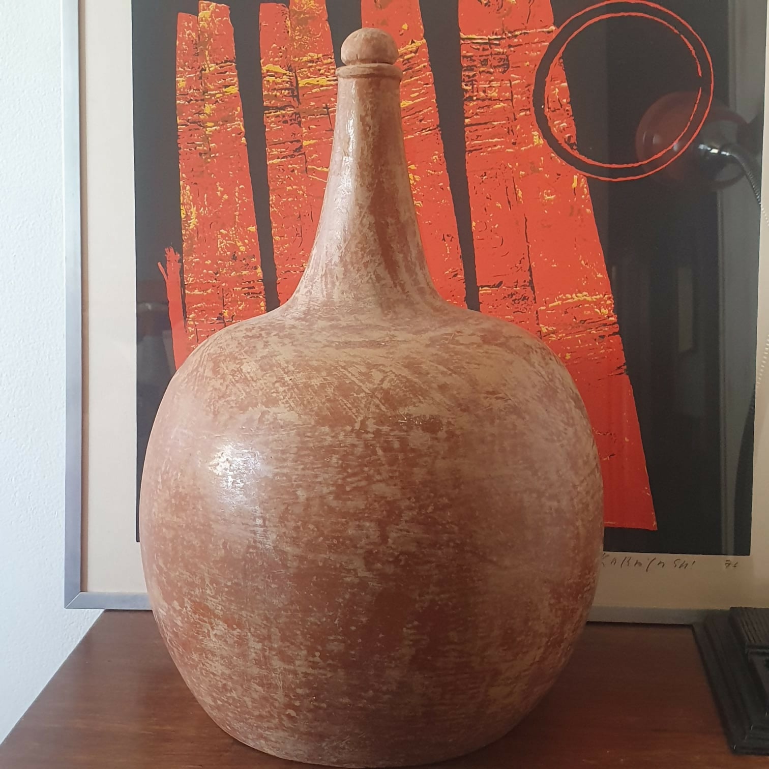 Grande moringa decorativa em cerâmica rústica