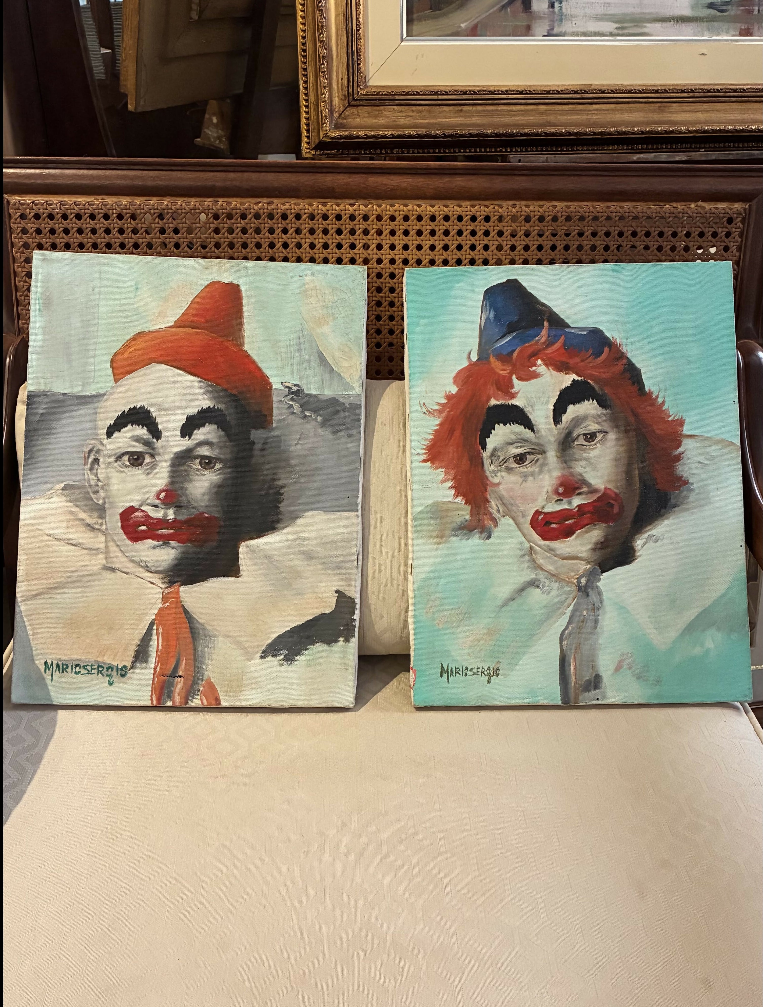 QUADRO ÓLEO TELA ASSINADO - PALHAÇOS