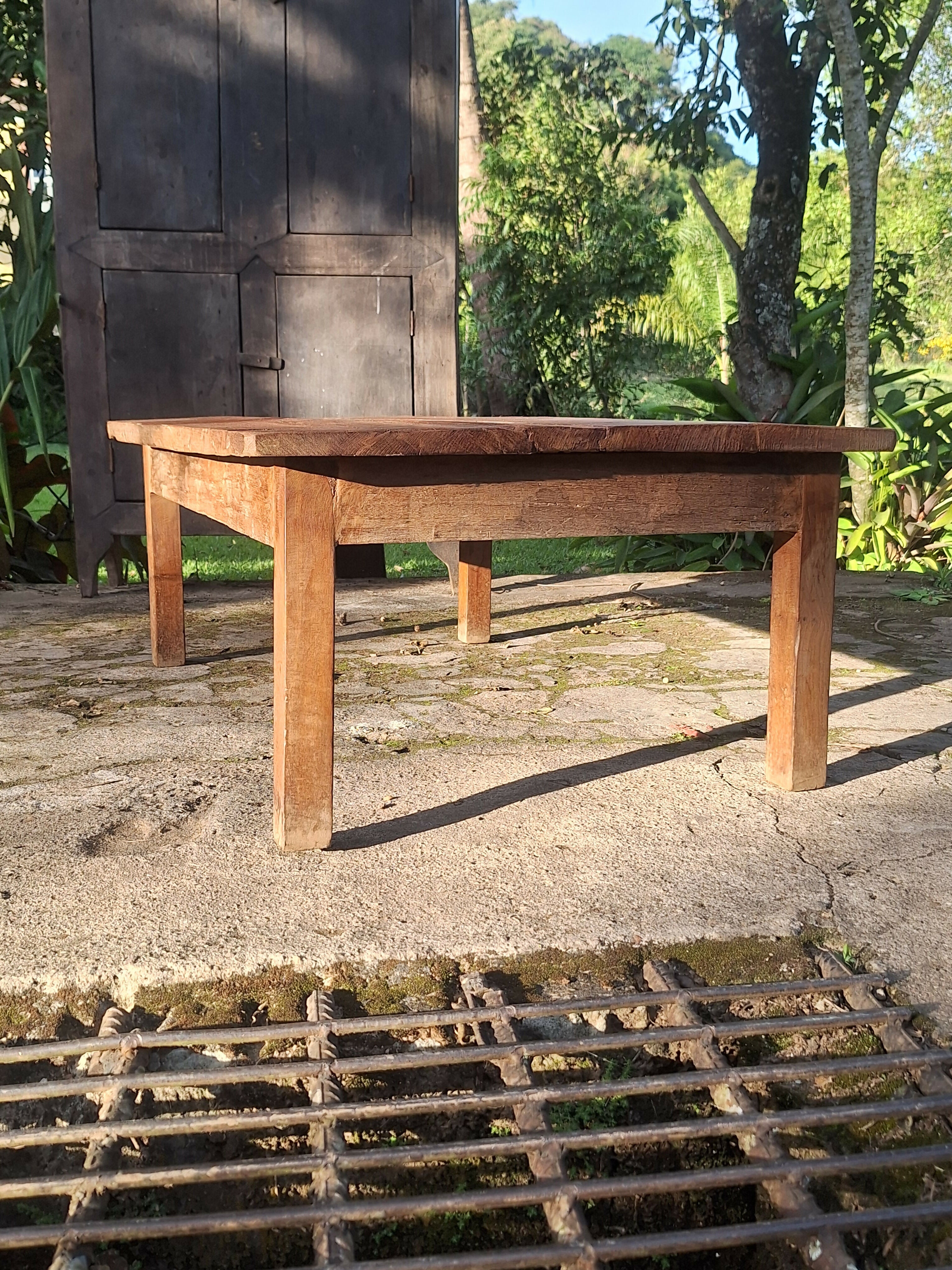Mesa de Centro Antiga Madeira Maciça Garimpo Mineiro