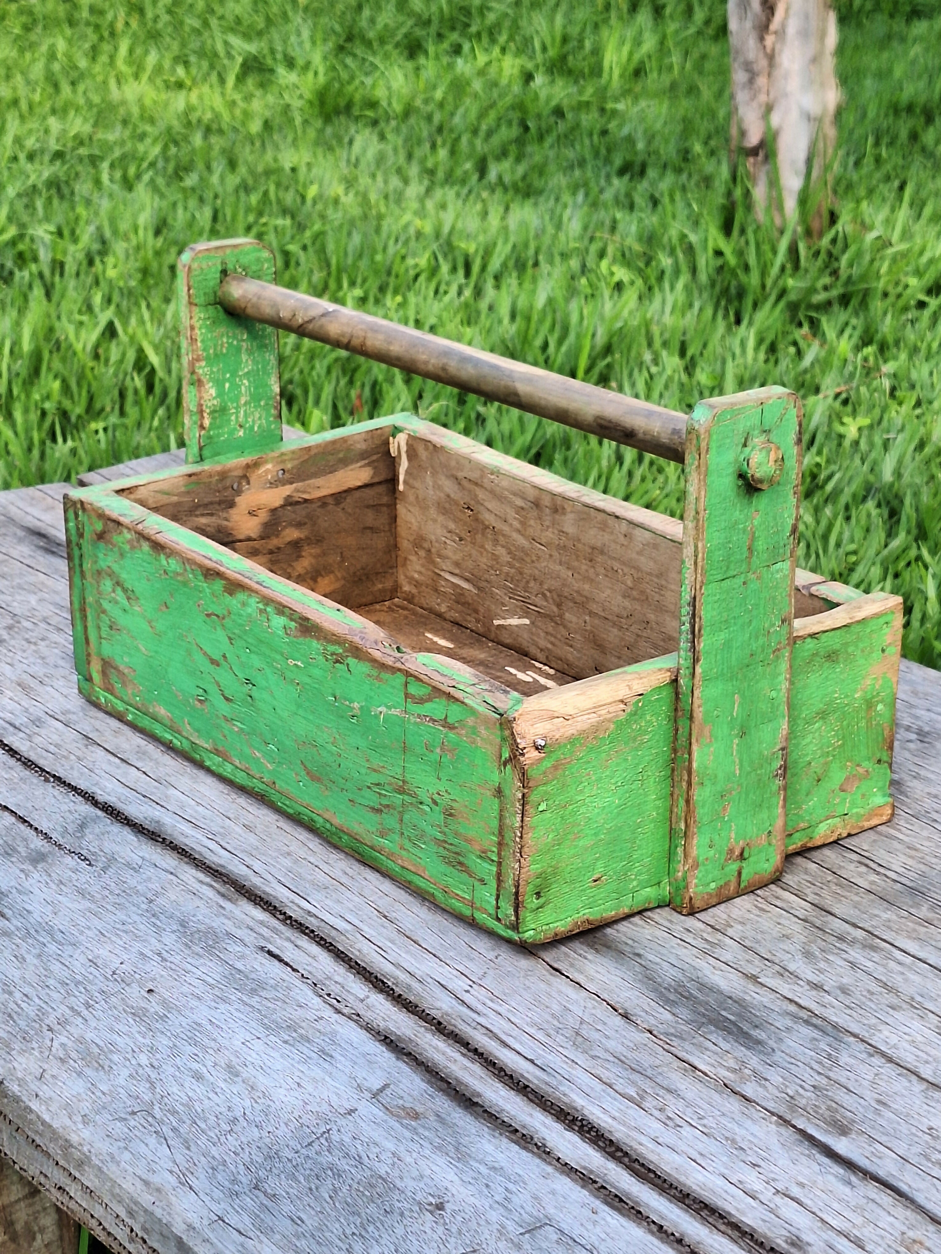 Caixa de Ferramenta Tinta Gasta Madeira Maciça Garimpo Mineiro