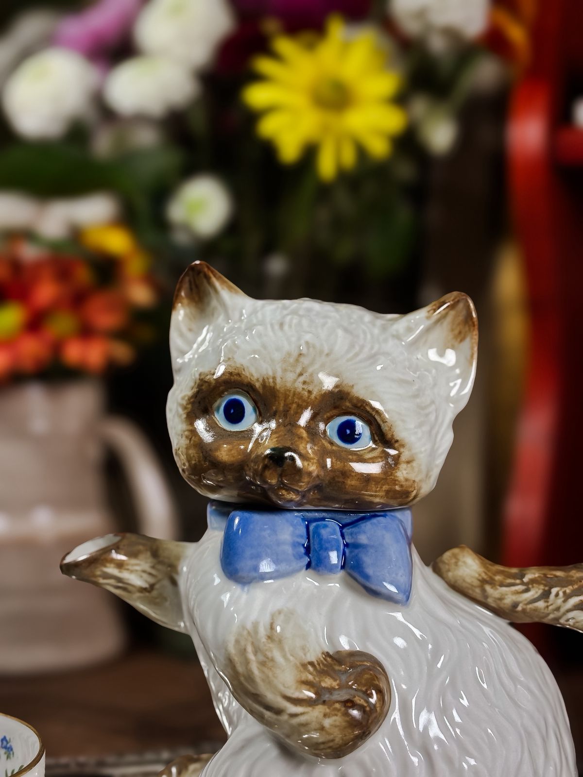 Bule De Gato Siamês Em Cerâmica | Vintage Colecionável