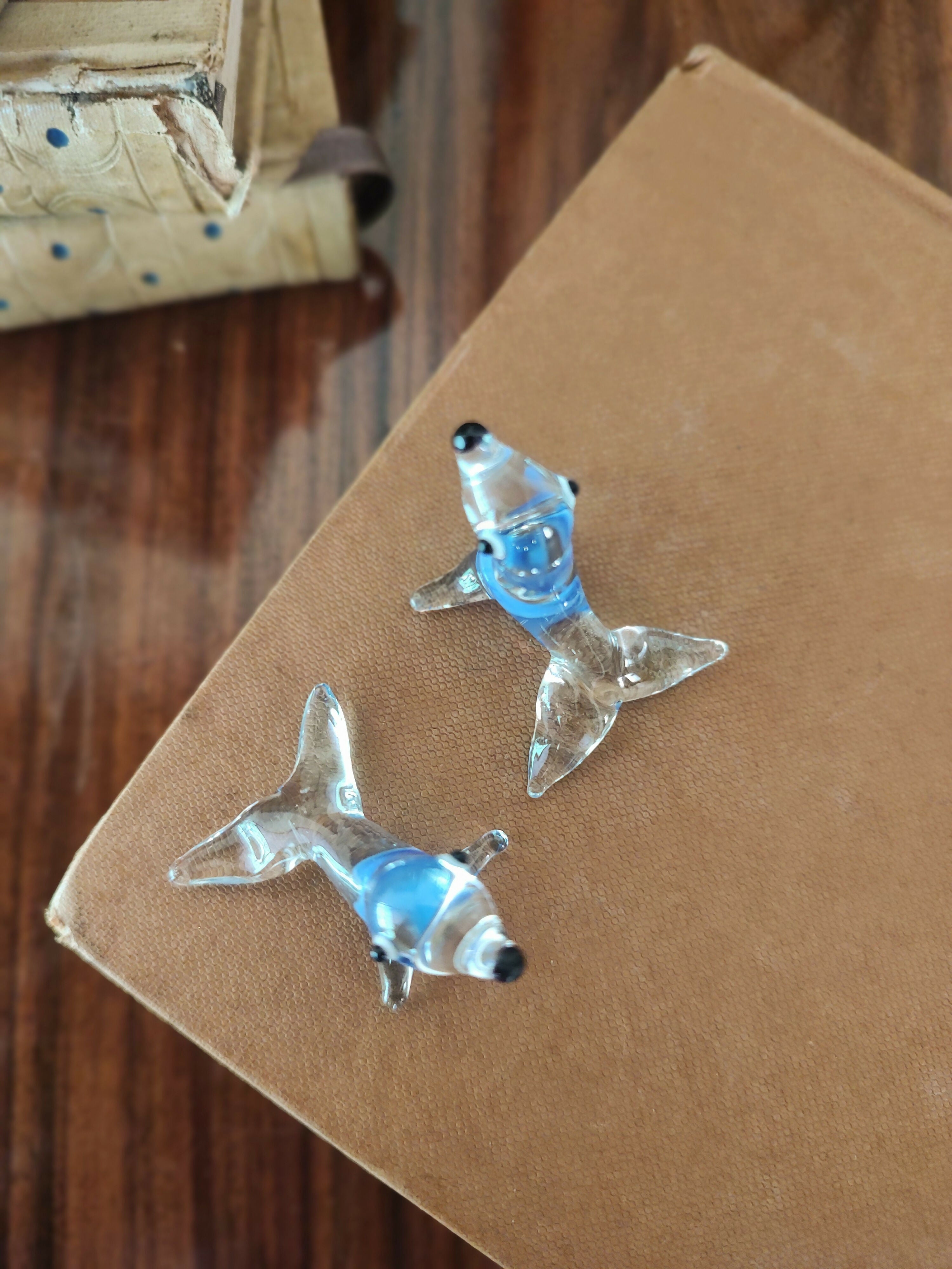 Par de Miniaturas de Focas modeladas em Murano