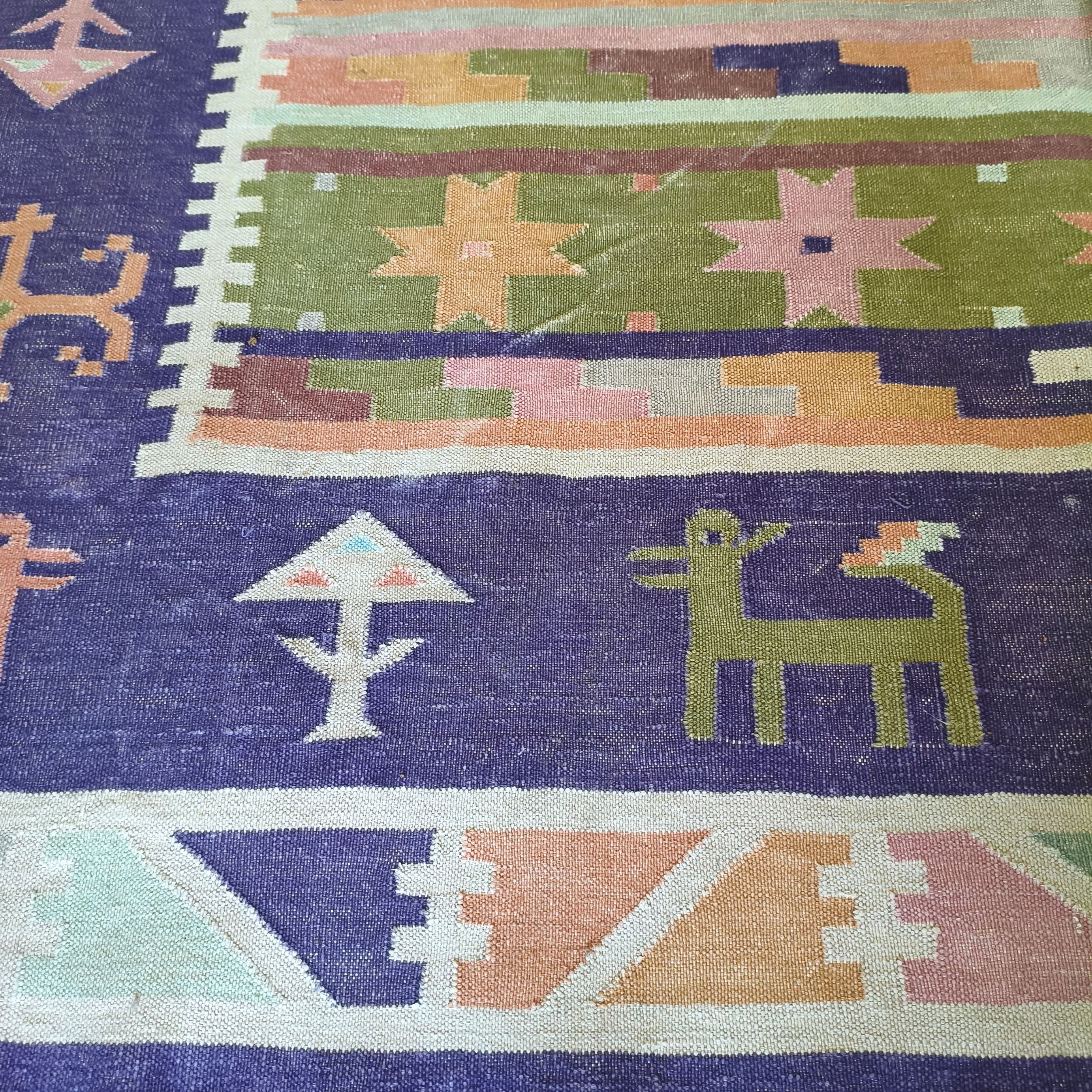 Tapete Kilim indiano grande - anos 80