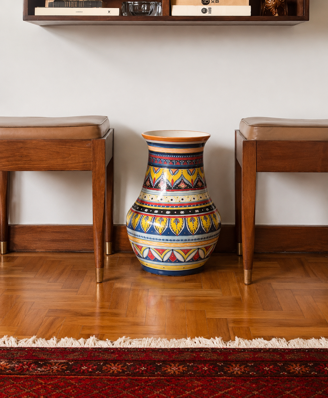 Vaso decorativo em cerâmica policromada com pintura feita à mão (DMCPS_581)