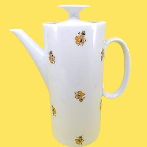 Jogo de chá Porcelana Renner com flores amarelas