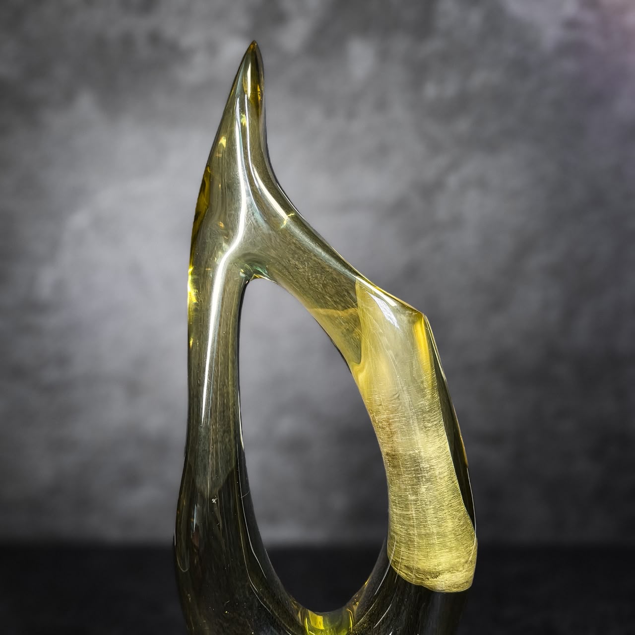 Escultura orgânica em acrílico com vaso solitário, segunda metade do século XX