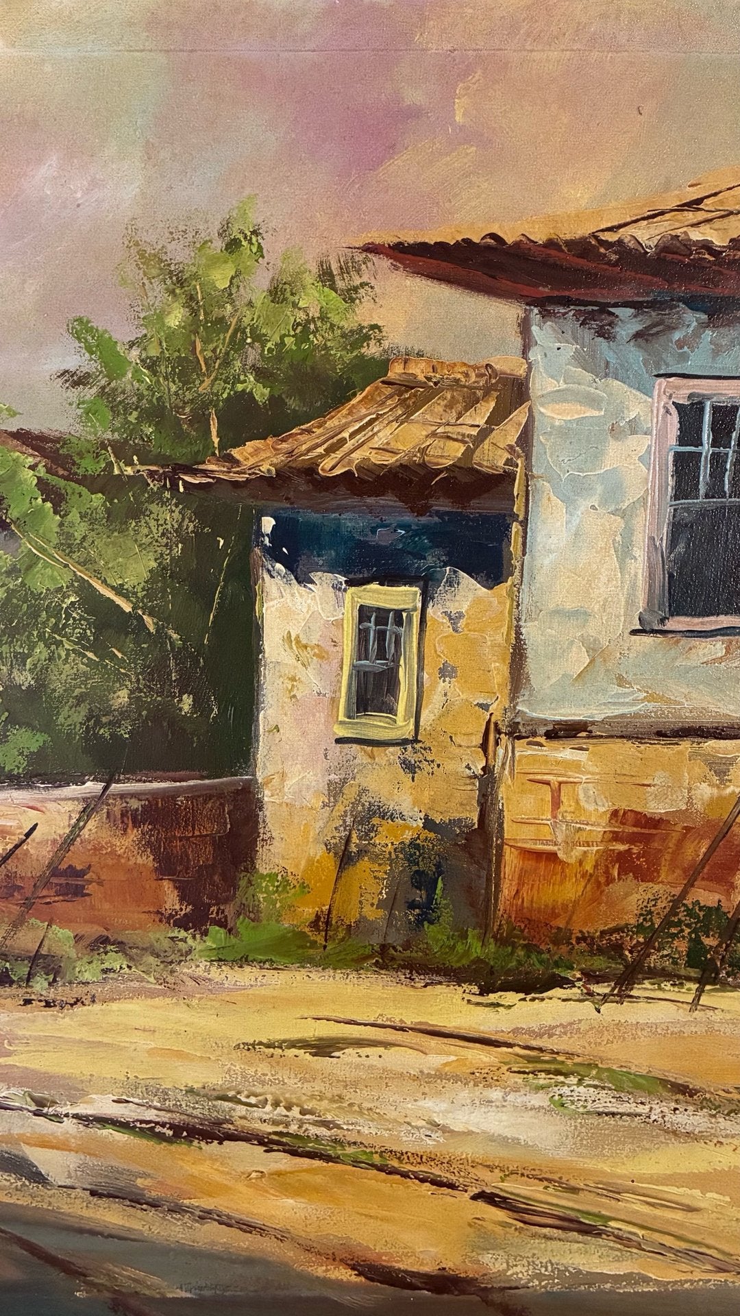 Quadro com Pintura a Óleo - Paisagem Urbana Colonial Brasileira