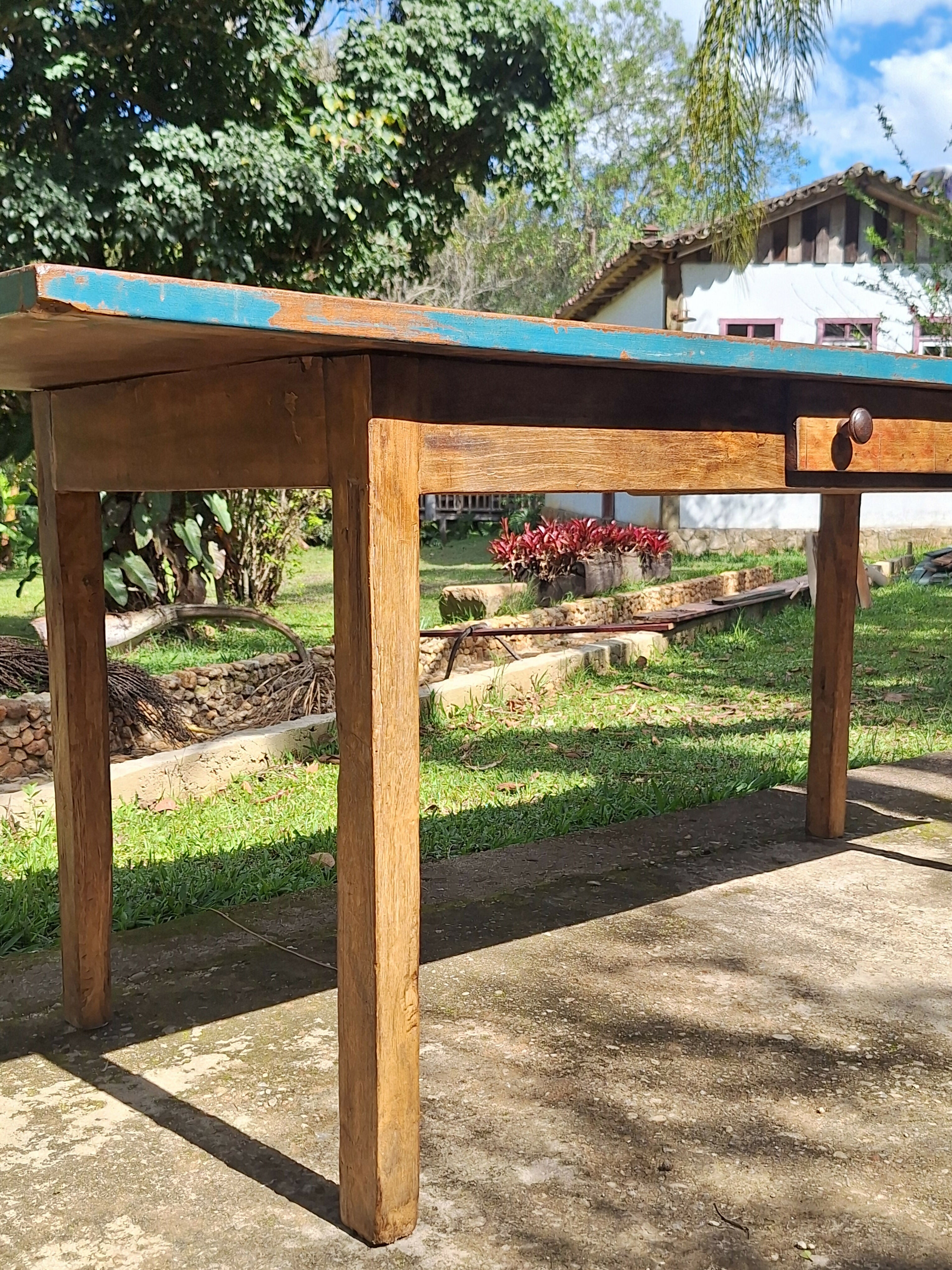 Mesa de Jantar Atntiga Madeira Maciça Garimpo Mineiro