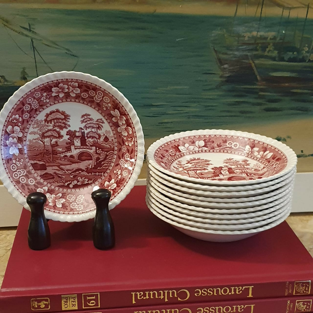 Conjunto de 11 bowls / tigelas Copeland - Pink Spode's Tower. Perfeitas!