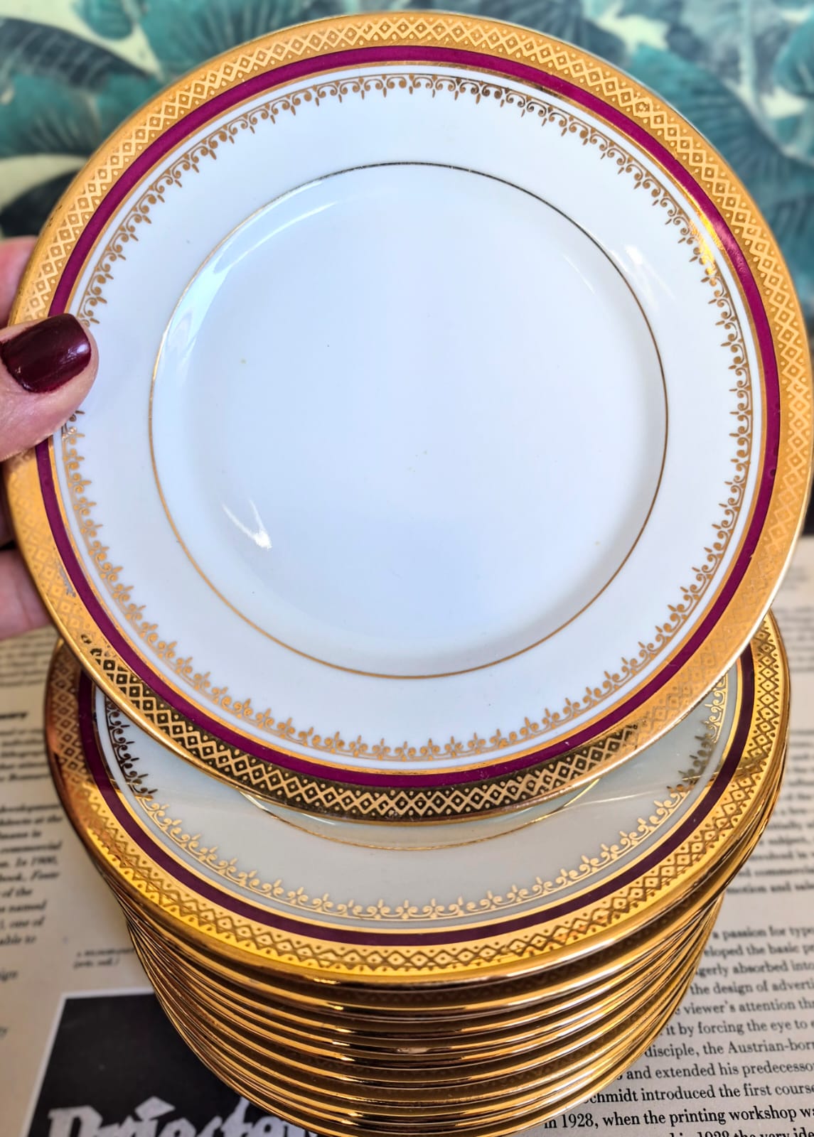 Conjunto de 12 pratos de pão em porcelana vintage espetacular francesa Limoges Unic, anos 50