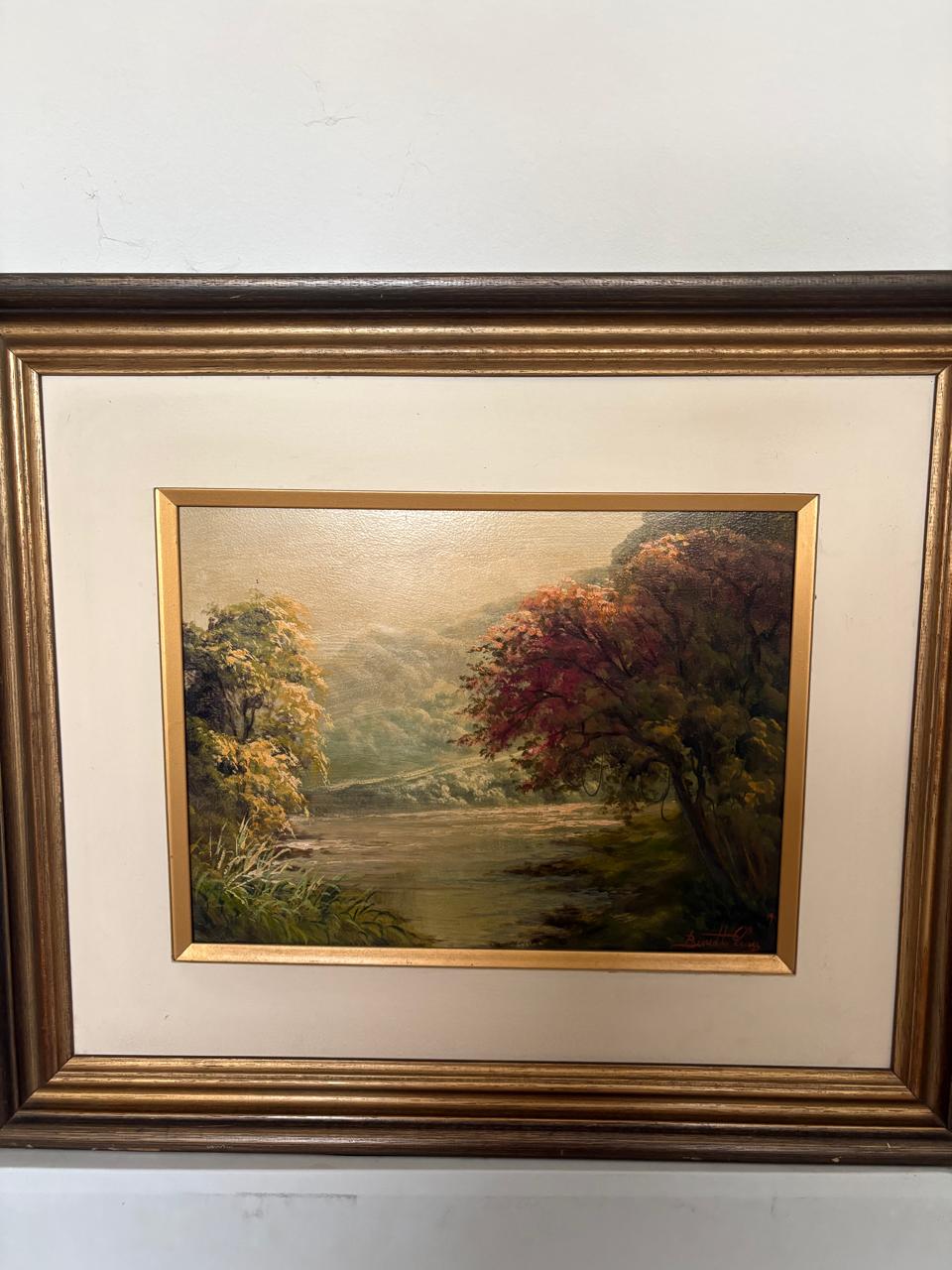 Quadro “TARDE ENSOLARADA” de BENEDITO LUIZI – 1989 com paisagem campestre 