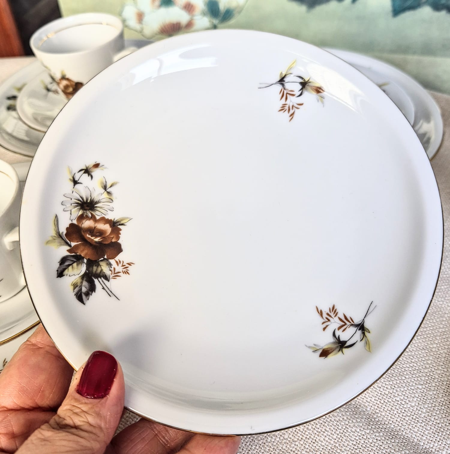 Conjunto de 6 trios para café (🫠) em porcelana vintage húngara Alfoldi. Perfeitos e lindos!